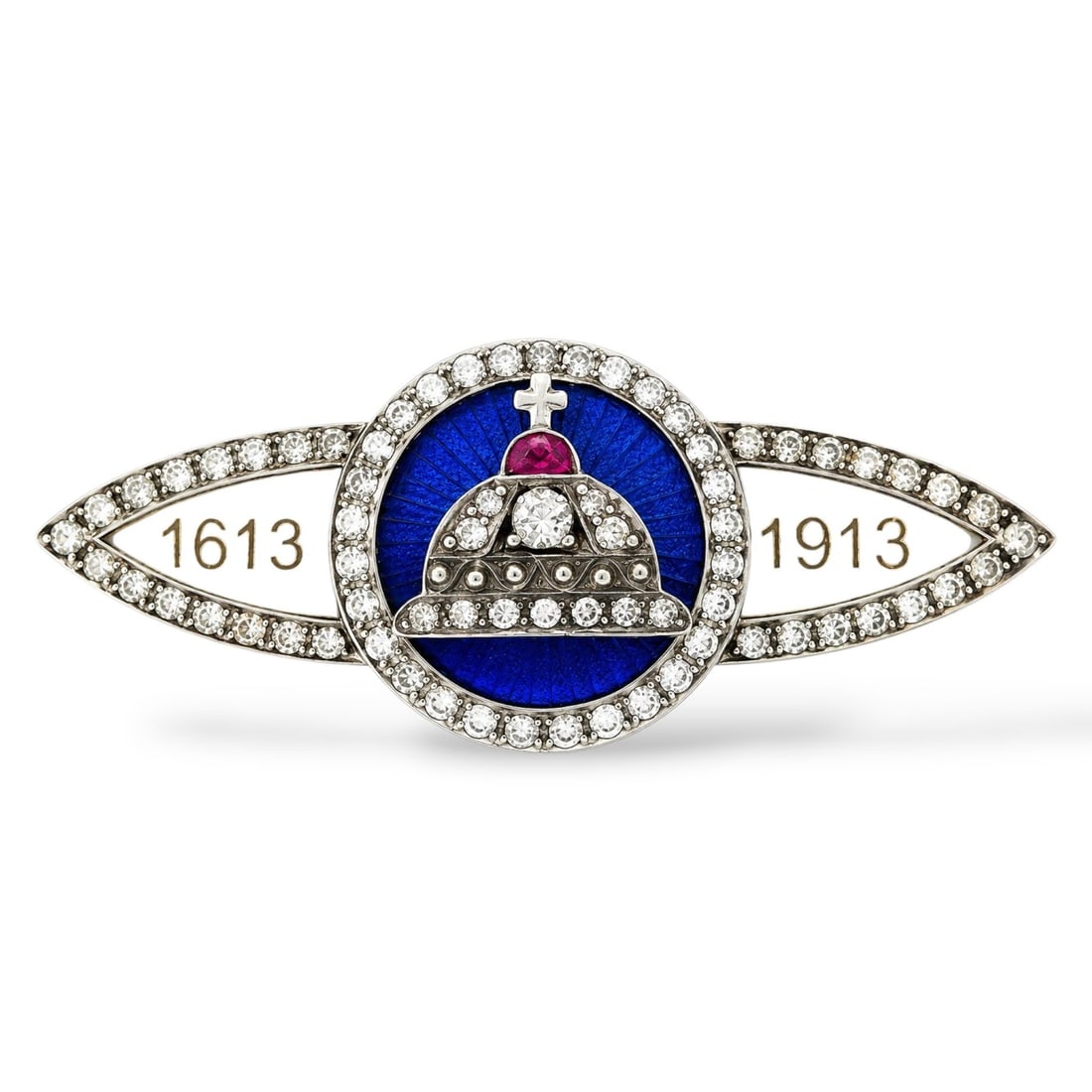 Imperial Russian Fabergé 56 Rose Gold Romanov 300 Year Anniversary 1.70ct Diamond and Ruby Brooch (1 of 5)