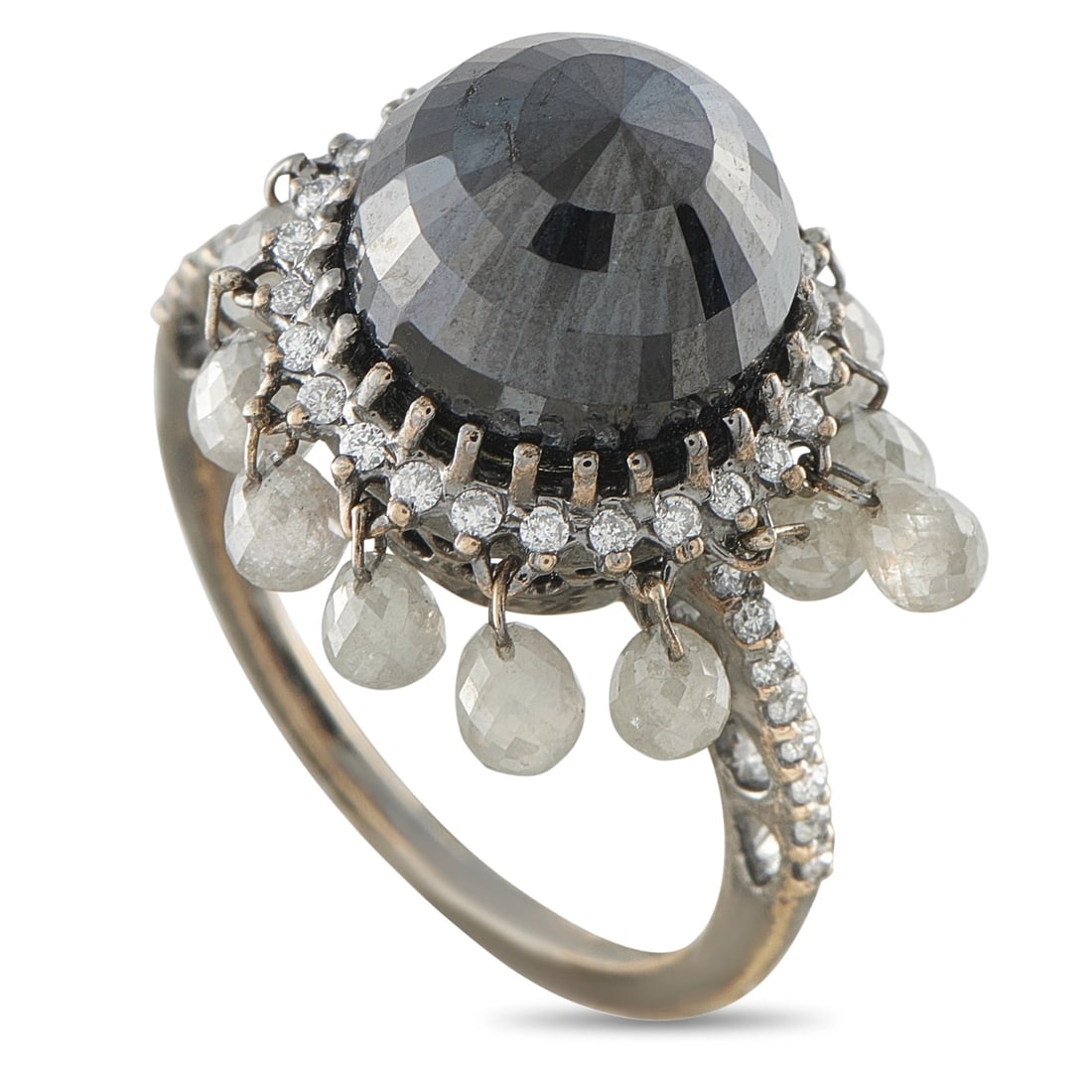 18K White Gold 13.41ct Black and White Diamond Ring (1 of 3)