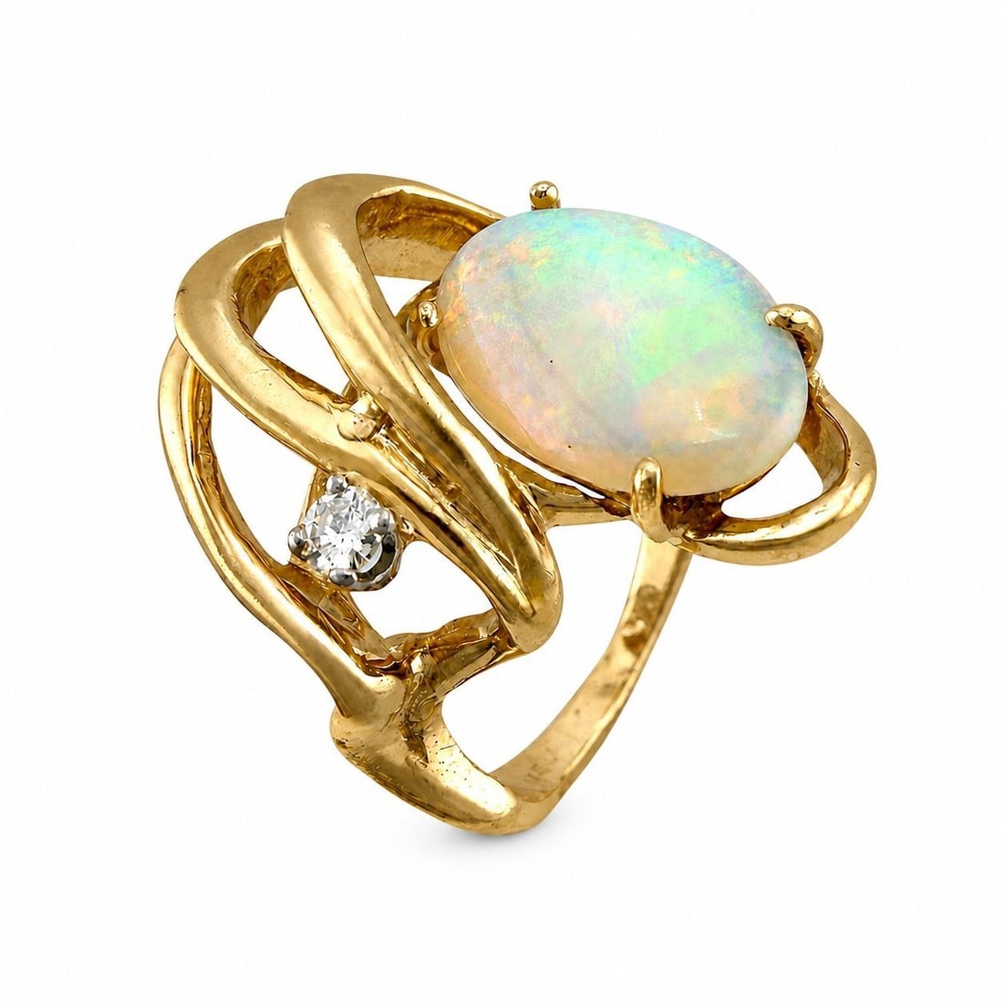 14K Yellow Gold Opal and Diamond Ring Opal (1 of 4)