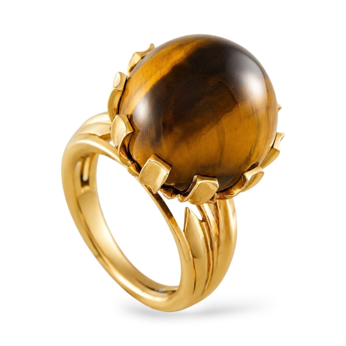 Exclusive 18K Yellow Gold Tiger’s Eye Large Ring (1 of 5)