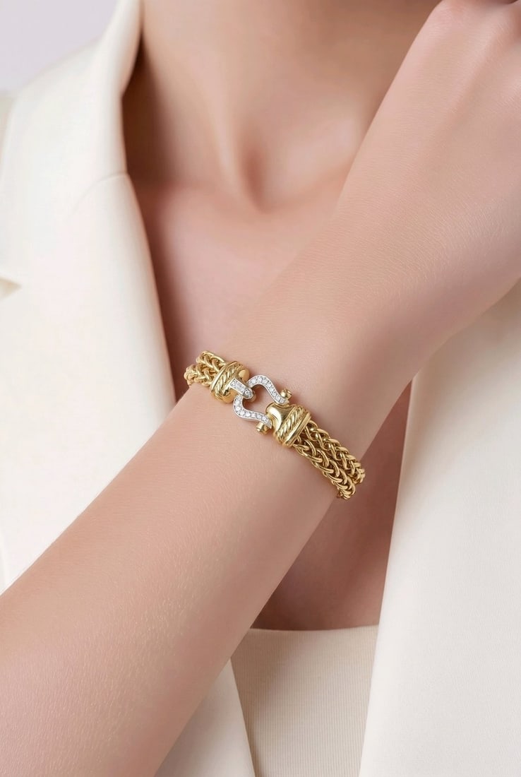 David Yurman 18K Yellow Gold 0.55ct Diamond Bracelet