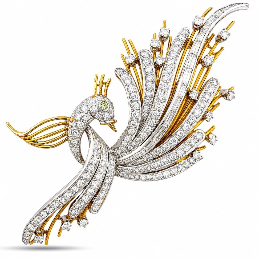 18K Yellow Gold 7.50ct Diamond Swan Brooch (1 of 6)