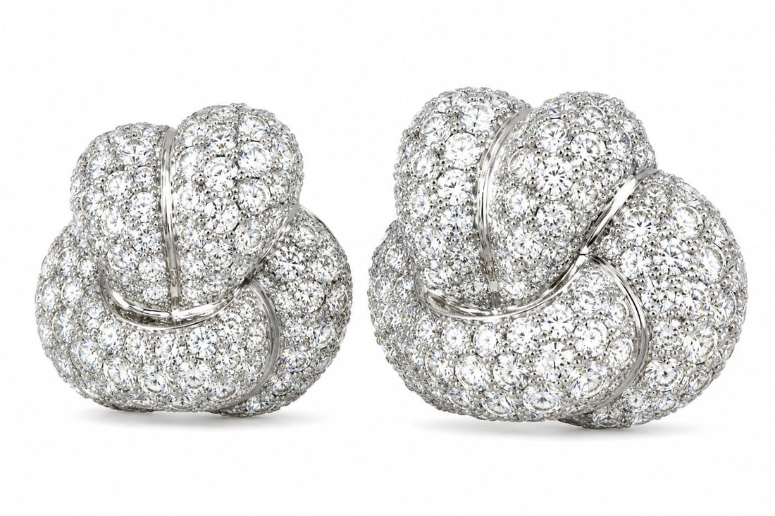 18K White Gold 8.00ct Diamond Huggie Earrings (1 of 7)