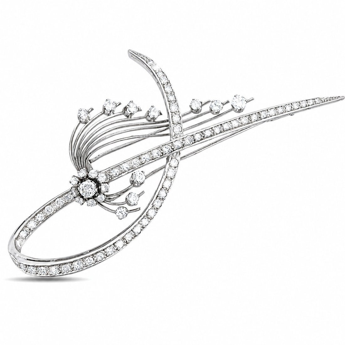 Platinum 4.0ct Diamond Brooch (Very Large) (1 of 5)