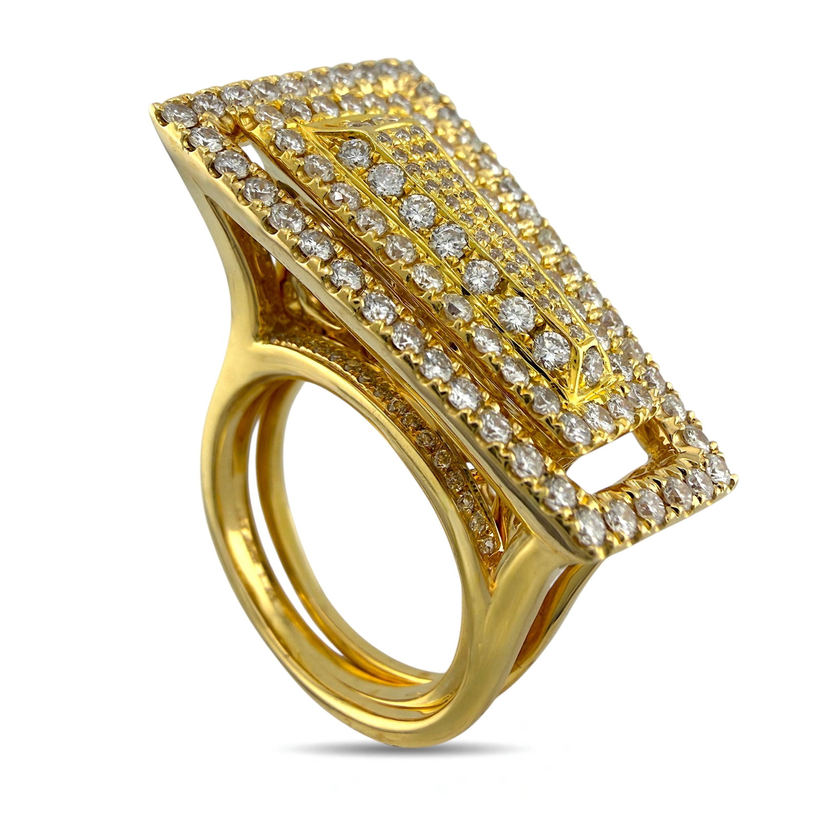 Afarin 18K Yellow Gold Convertible 1.24ct Diamond Ring Set: Afarin 18K Yellow Gold Convertible 1.24ct Diamond Ring Set This exceptional 2 in 1 ring by Afarin is designed as a convertible set that can be worn together as a single, bold statement or separately a