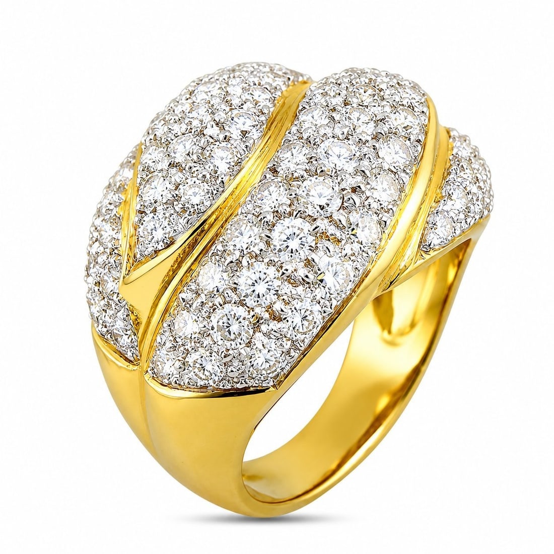 18K Yellow Gold 5.50ct Diamond Swirl Ring
