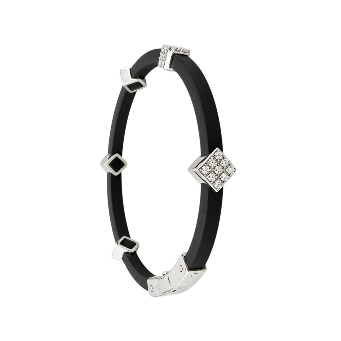 18K White Gold 0.35ct Diamond and Black Silicone Bracelet (1 of 8)