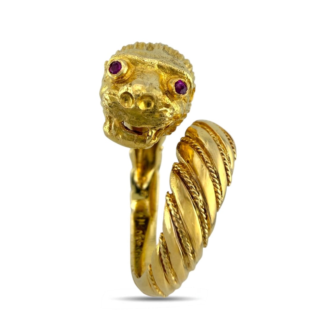 18K Yellow Gold Ruby Cheetah Wrap Ring - 7