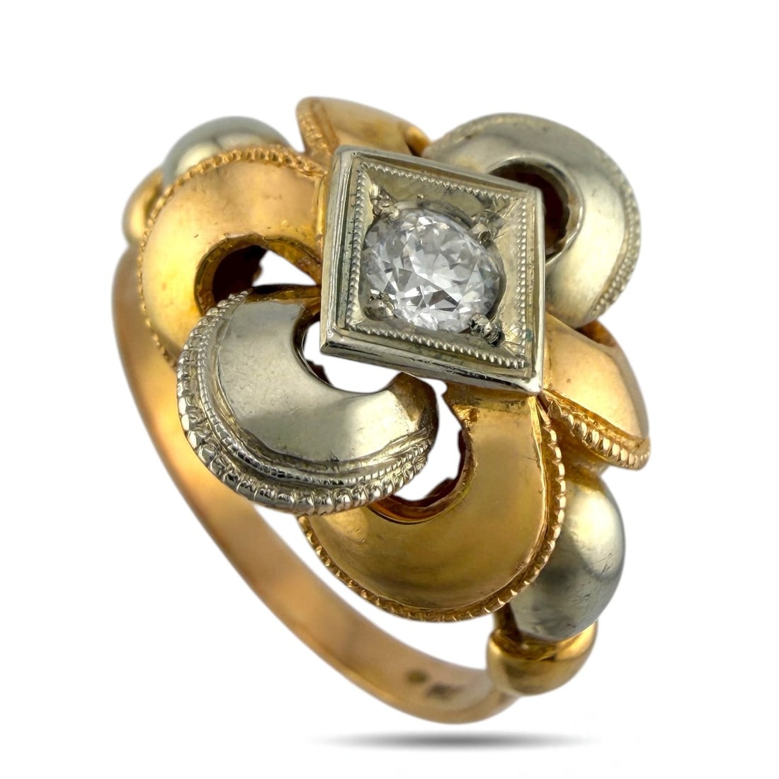 18K Rose and White Gold 0.25ct Diamond Interlinking Band