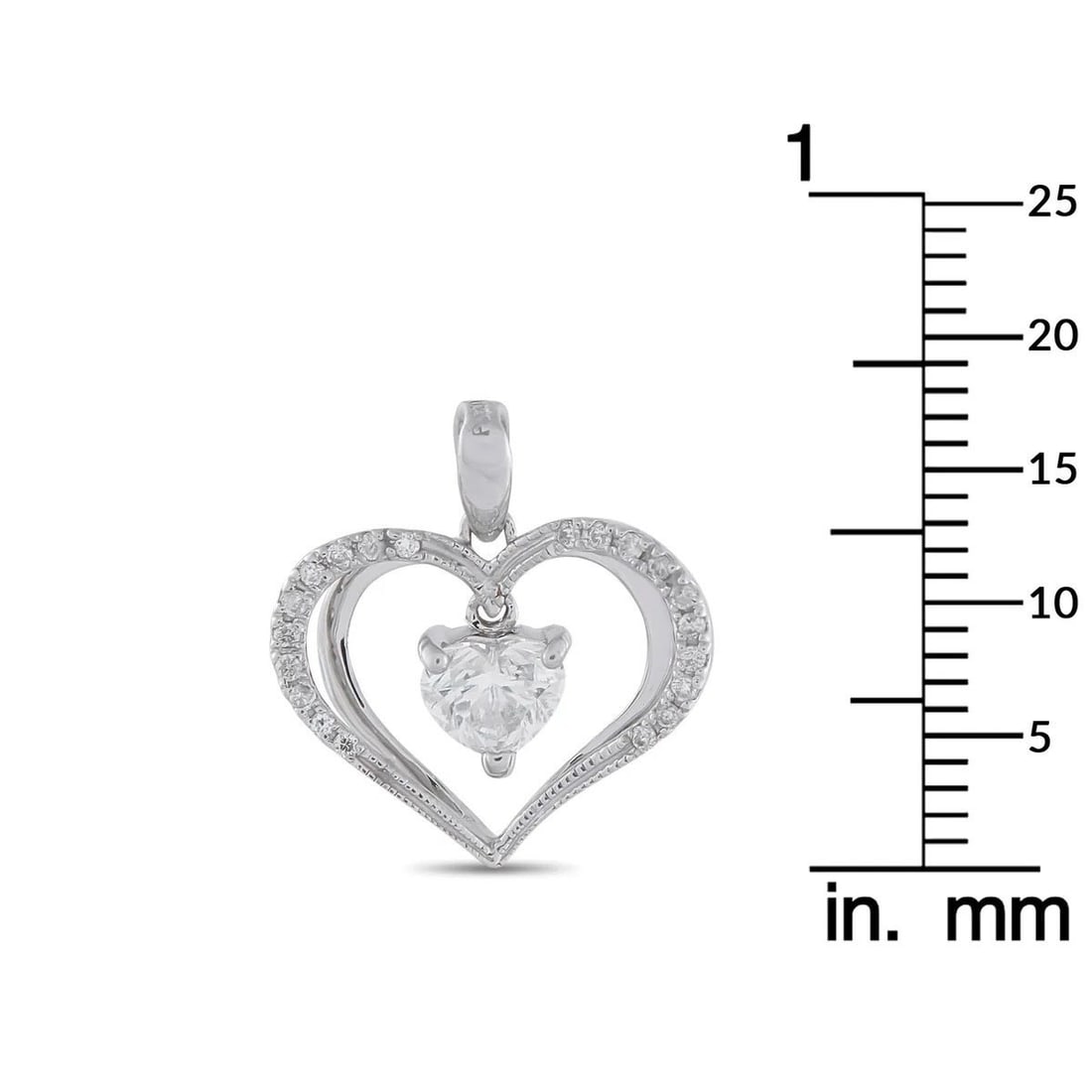 Platinum 0.59ct Diamond Heart Pendant - 2