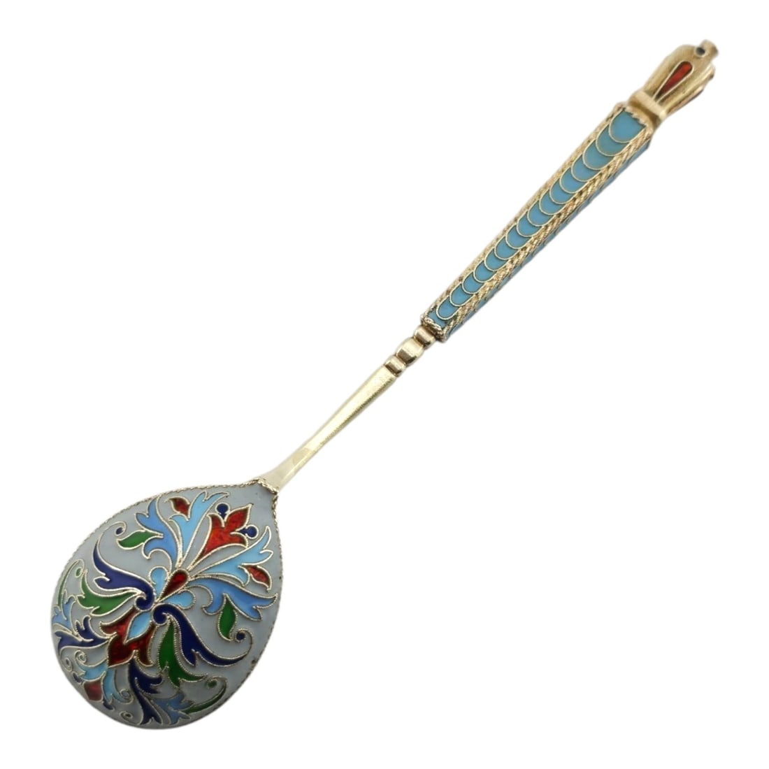 GRACHEV Antique Russian 88 Silver Enamel Spoon (1 of 5)