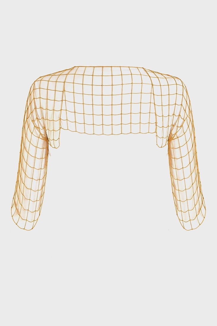 18K Yellow Gold 14.50ct Diamond Chainmail Shawl MF07-041626: This chainmail shawl is a unique luxury piece that brings the elegance of the past into the present day. Designed to drape the shoulders, the delicate 18K Yellow Gold chains are illuminated by Diamond