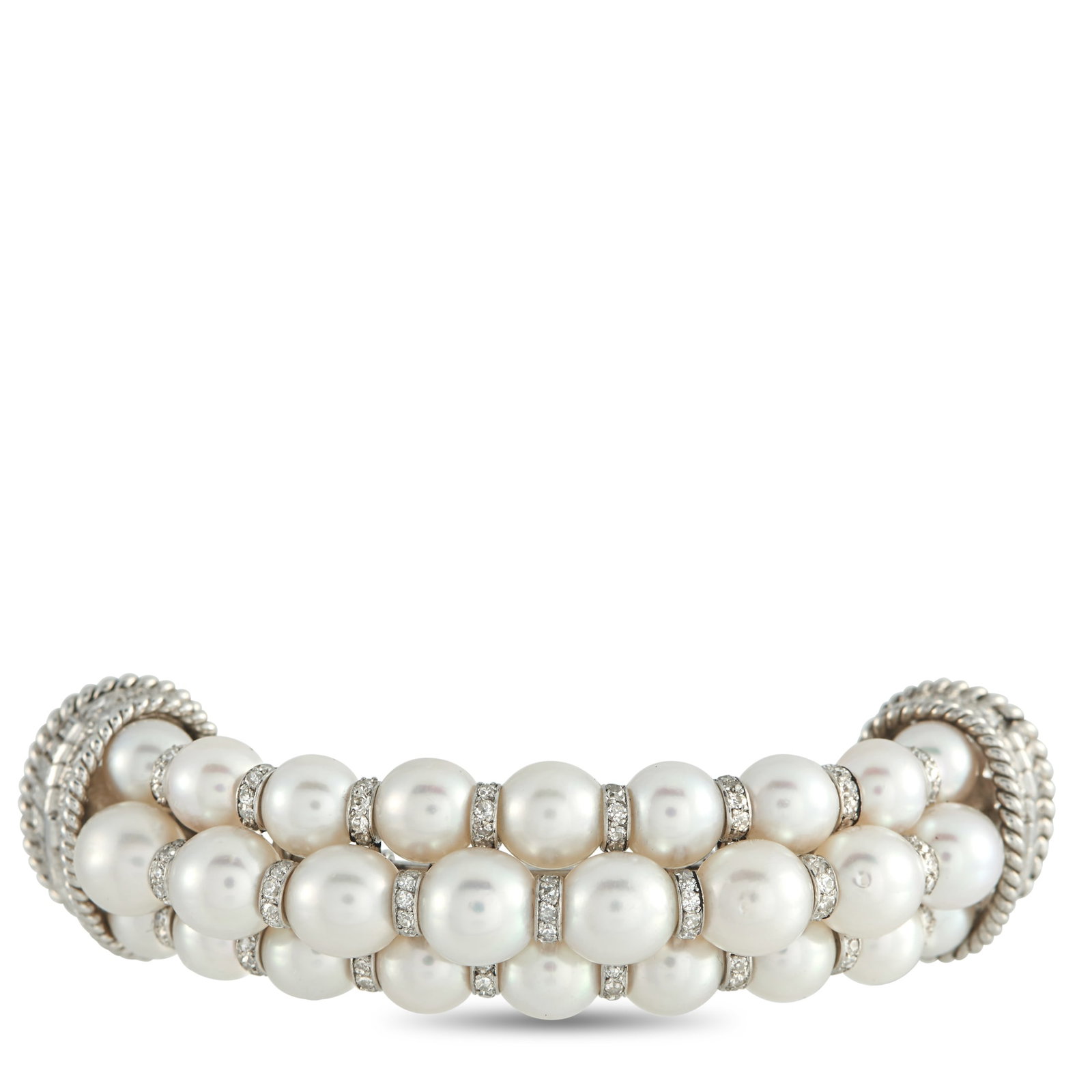 Platinum 3.80ct Diamond and Pearl Brooch (1 of 3)