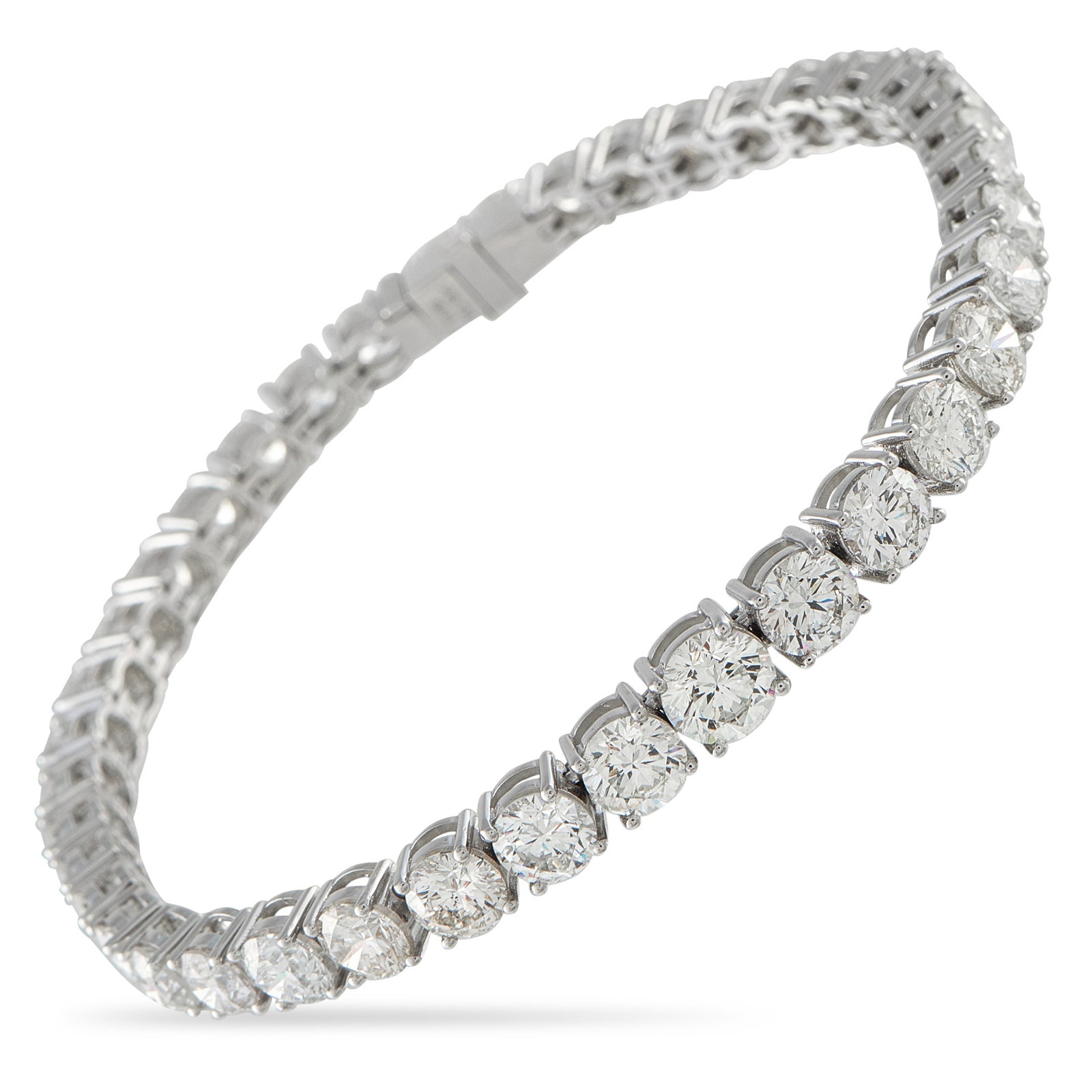 Platinum 13.82ct Diamond Tennis Bracelet: Add a touch of luxury to any ensemble with this classic tennis bracelet. Set in Platinum, round-cut Diamonds totaling 13.82 carats make it impossible to ignore. It measures 7.0” long and include