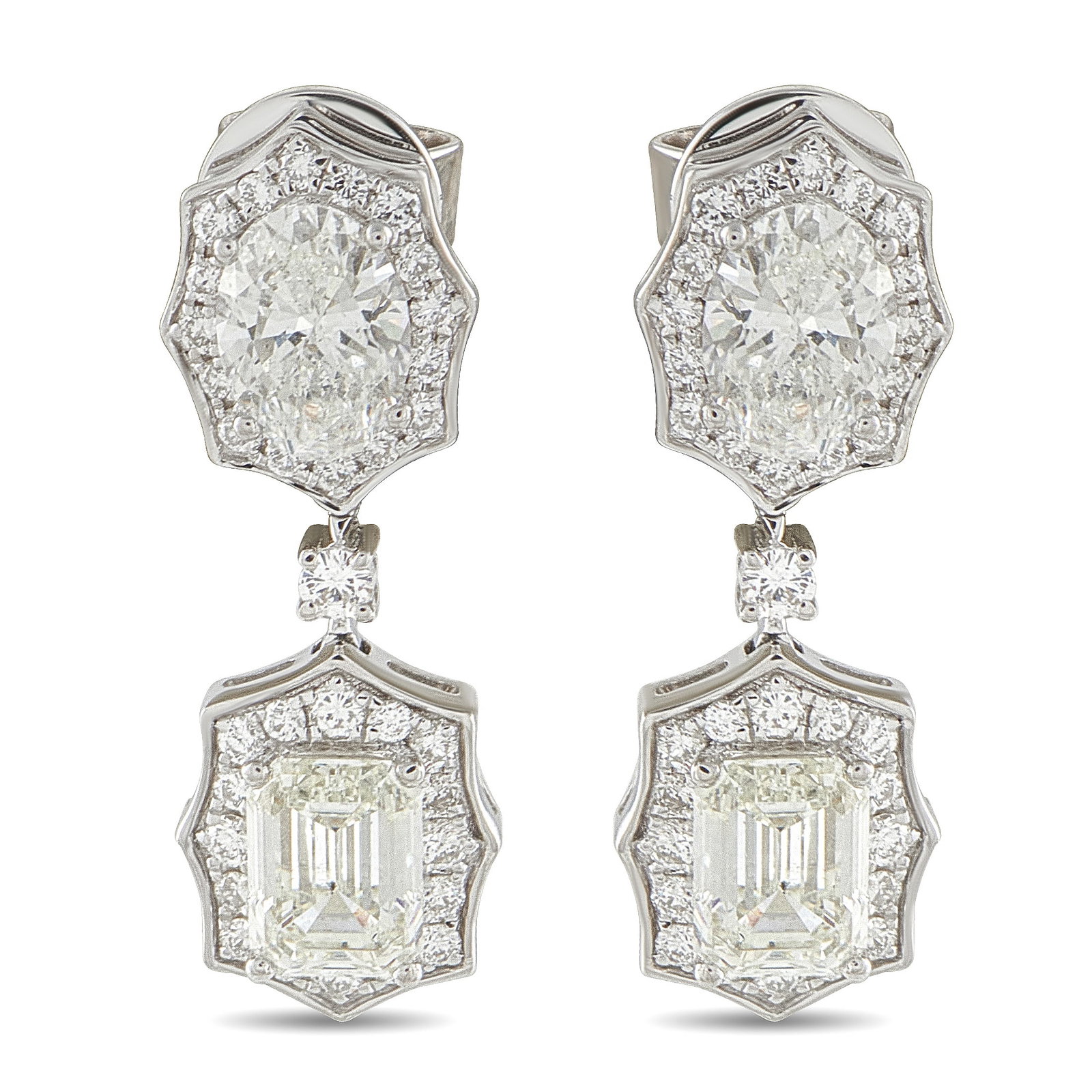 18K White Gold 3.91ct Diamond Earrings (1 of 4)