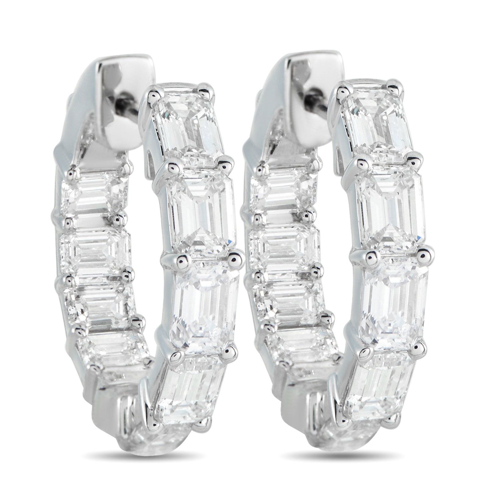 18K White Gold 3.80ct Diamond Inside-Out Hoop Earrings