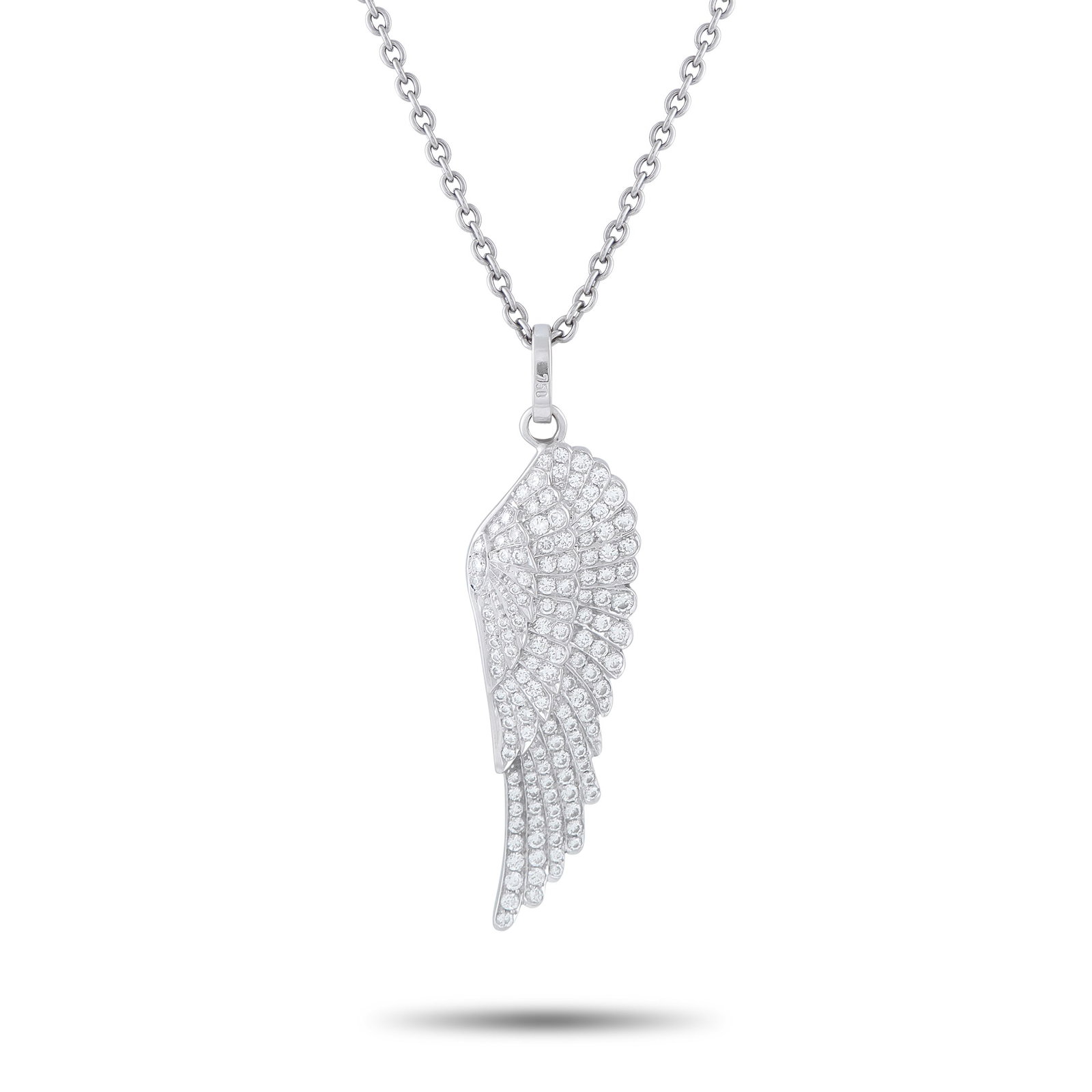 Garrard Wings 18K White Gold 1.35ct Diamond Pendant: This Garrard Wings necklace features rows of gently angled feathers, which add depth and dimension to the breathtaking design. Inspired by angel wings, this piece’s pendant comes to life thanks to s