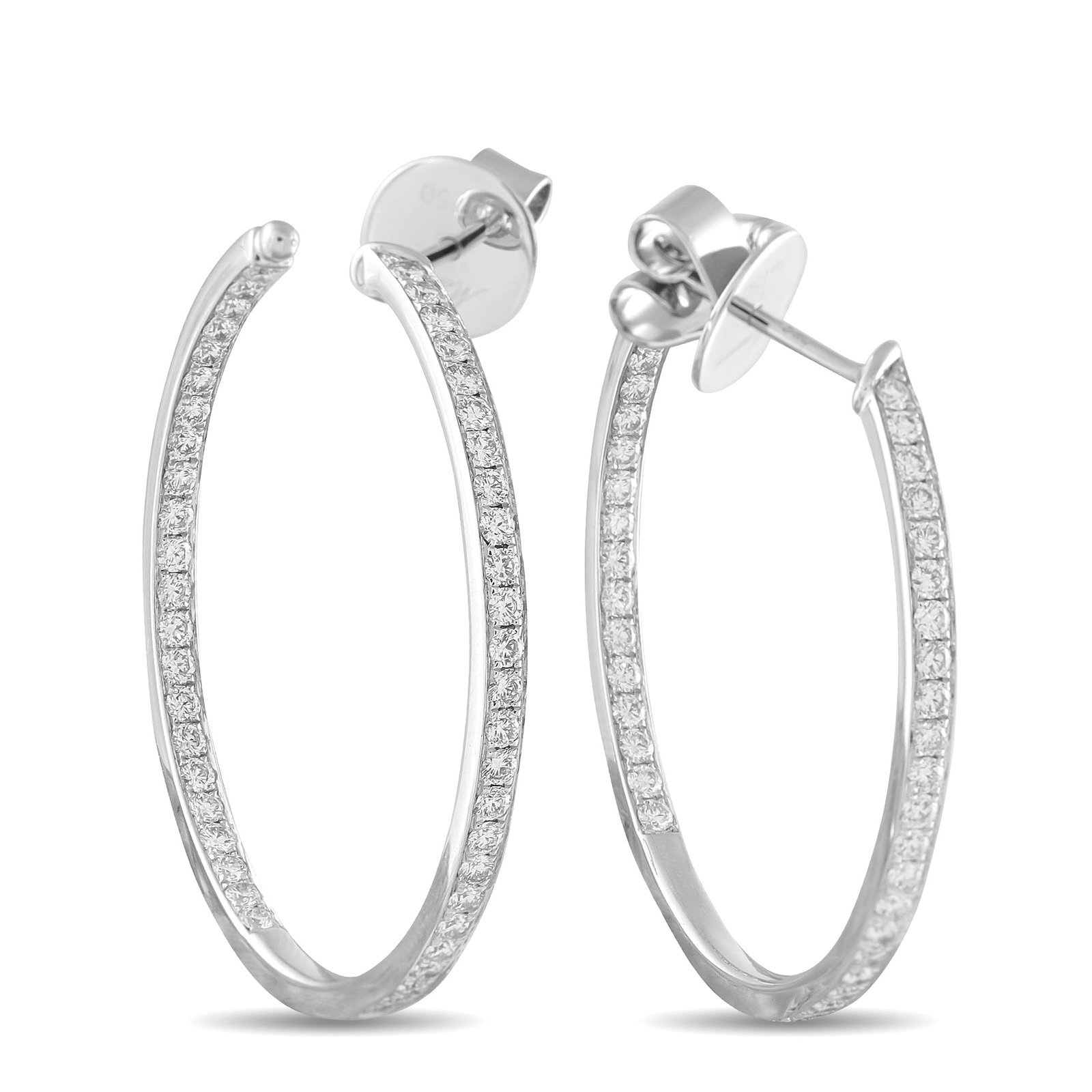 Memoire 18K White Gold 1.50ct Diamond Inside-Out Hoop Earrings