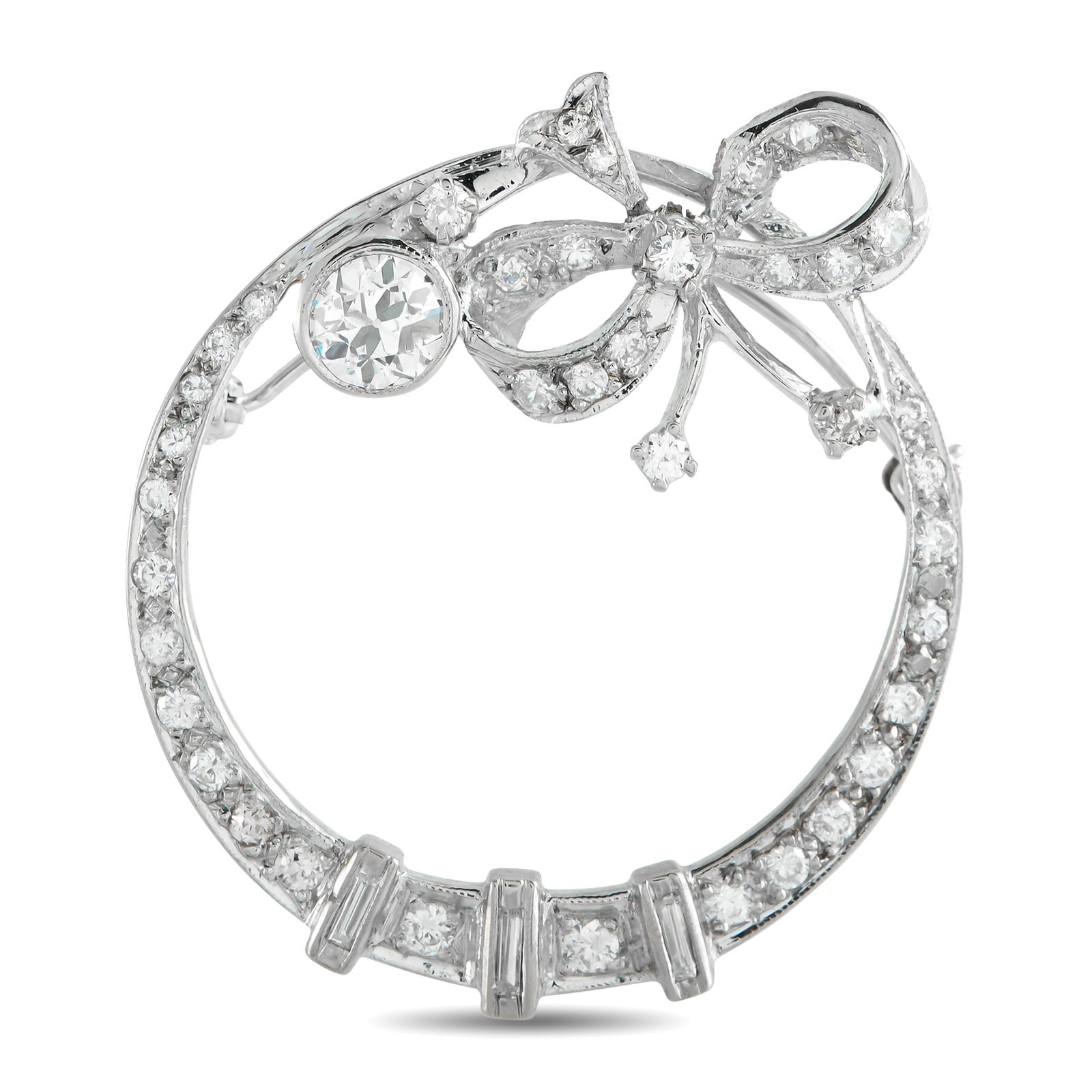 18K White Gold 1.50ct Diamond Brooch