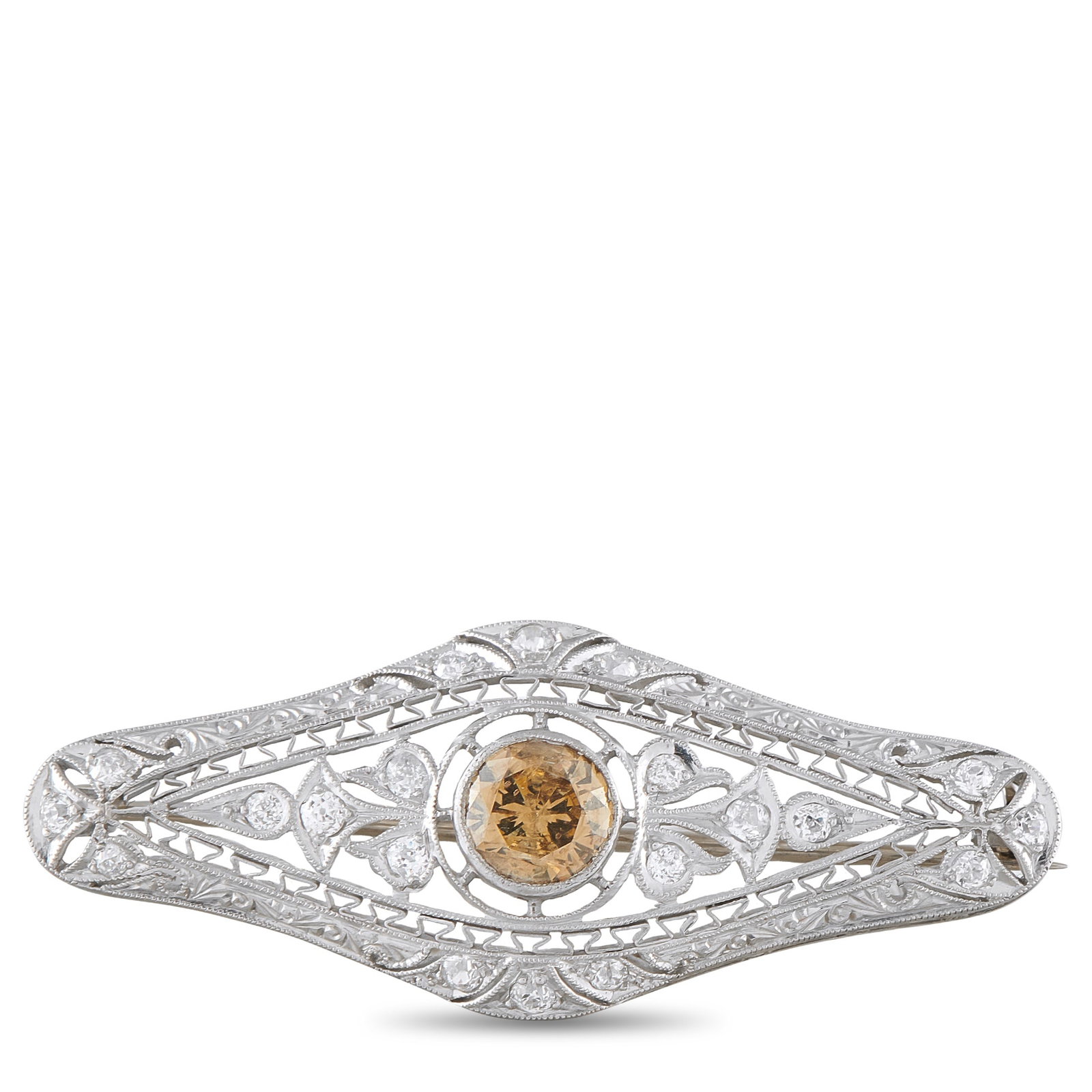 Platinum 1.35ct Diamond Edwardian Brooch
