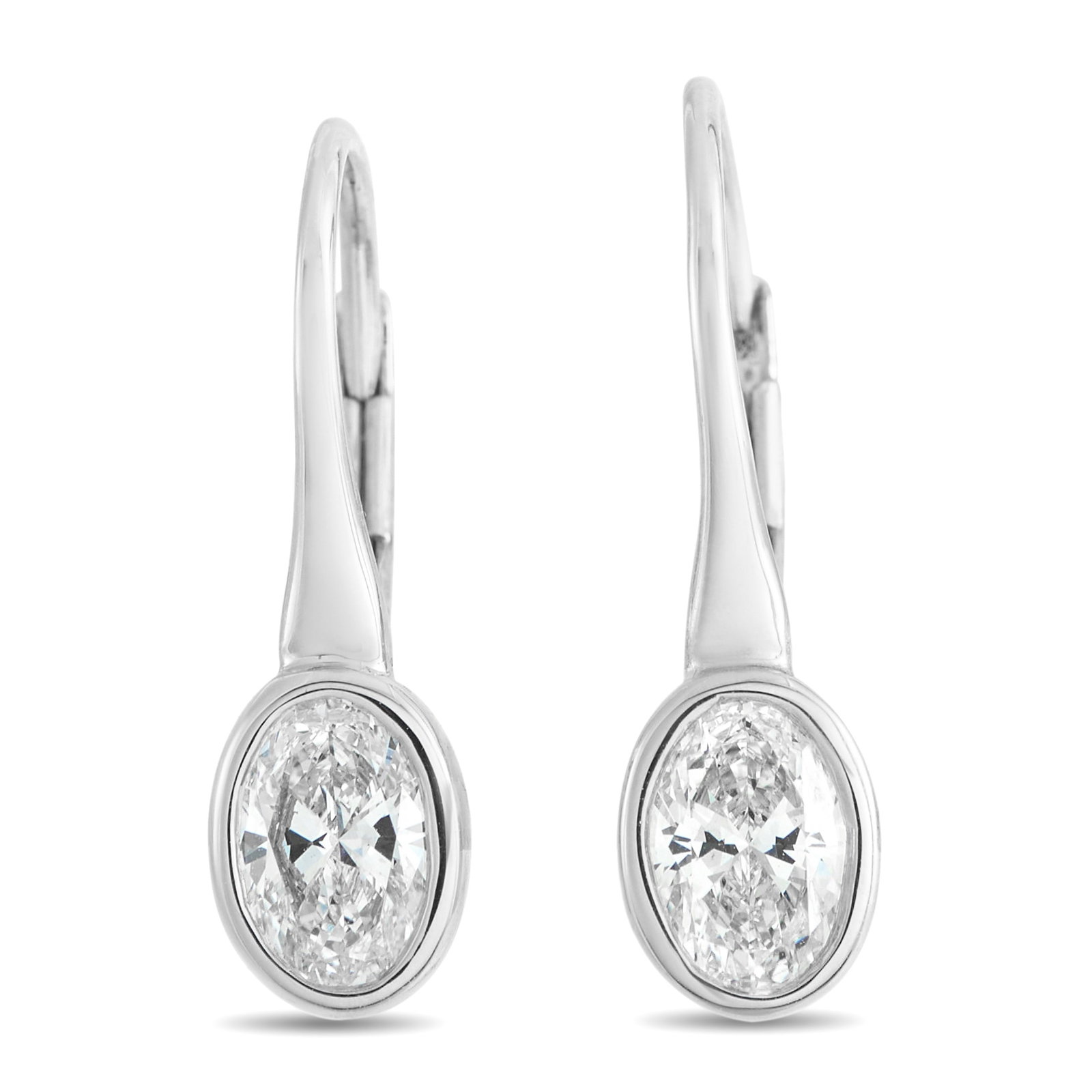18K White Gold 1.02ct Diamond Earrings: These luxury earrings are poised to put the perfect finishing touch on any ensemble. The sleek 18K white gold settings showcase sparkling Diamonds with a total weight of 1.02 carats. Each earring meas