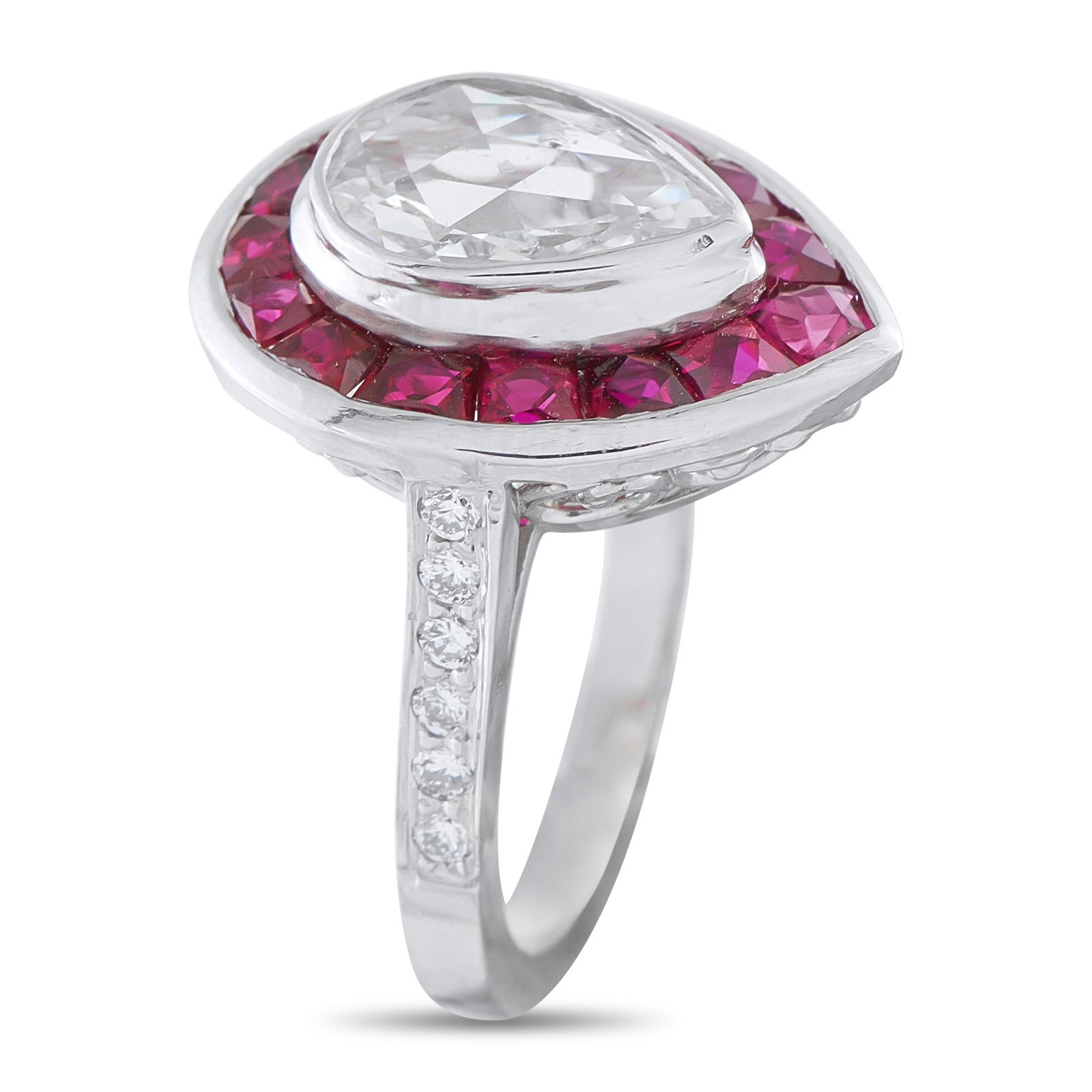 Platinum 1.37ct Diamond and Ruby Ring - 2
