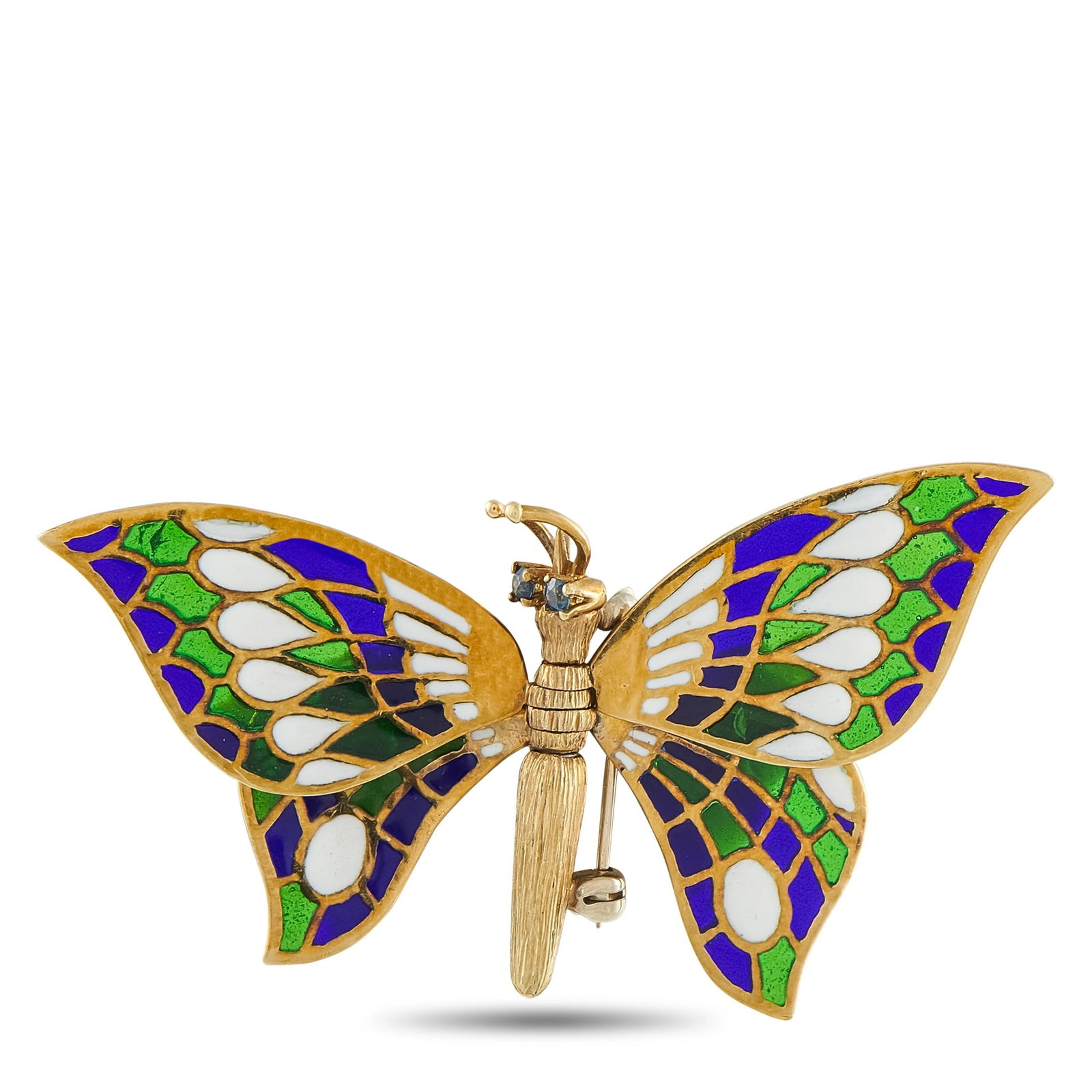 Vintage 14K Yellow Gold Plique-à-Jour Butterfly Brooch (1 of 4)
