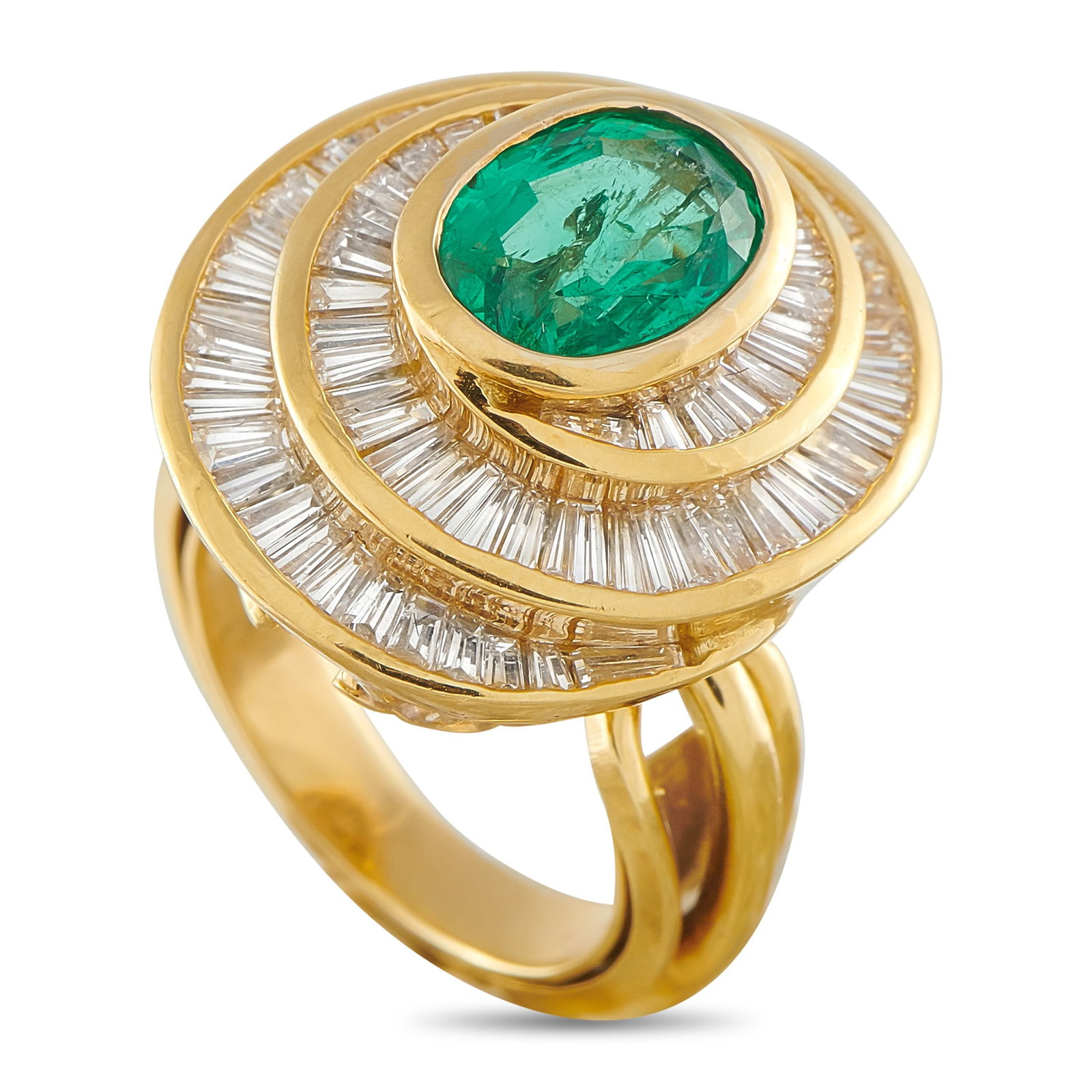 18K Yellow Gold 3.0ct Diamond and Emerald Ring (1 of 3)