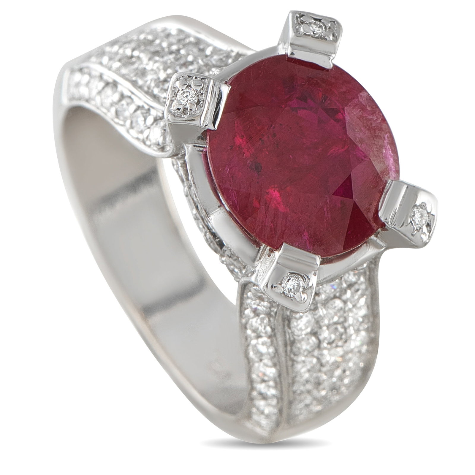 18K White Gold Diamond and Ruby Ring (1 of 4)