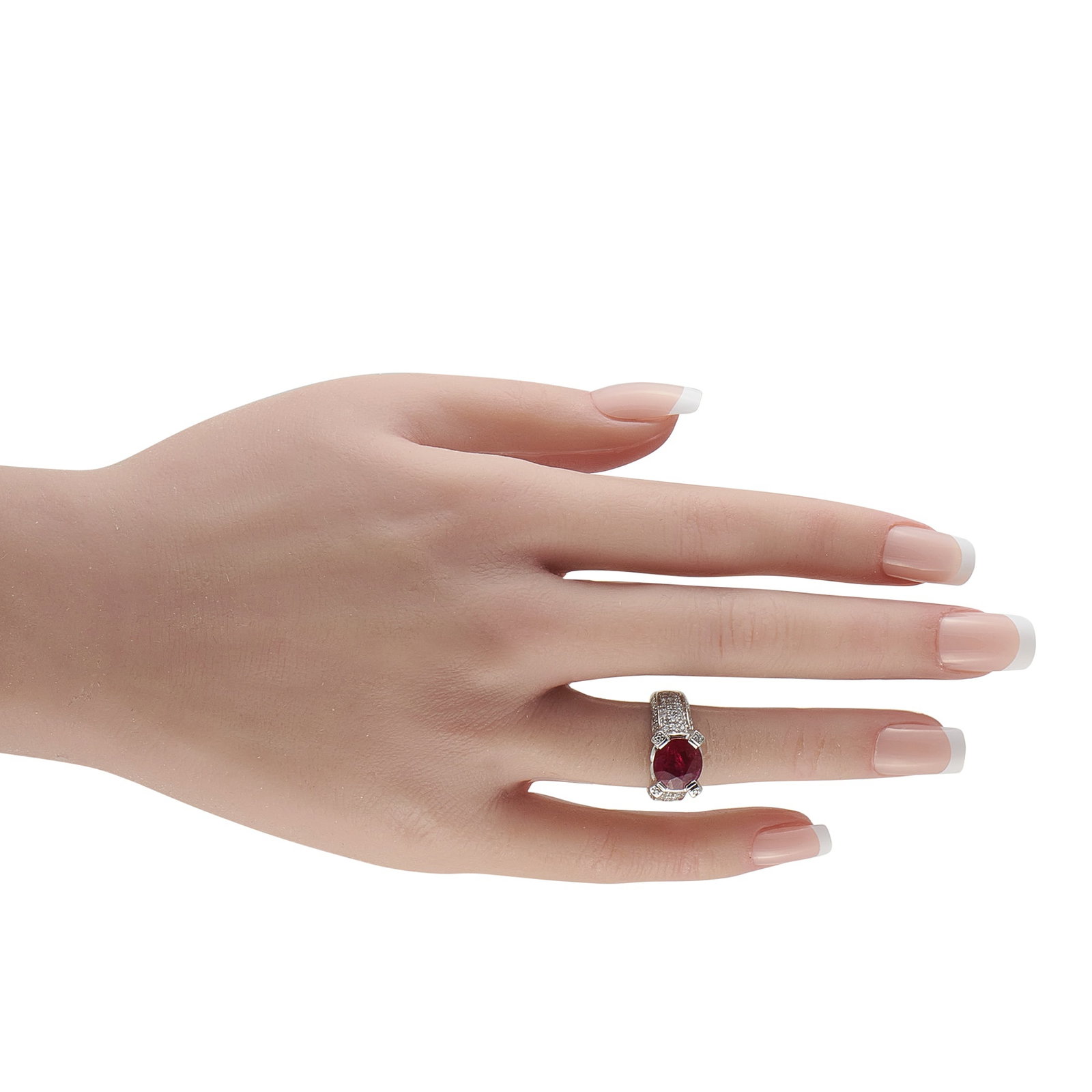 18K White Gold Diamond and Ruby Ring - 3