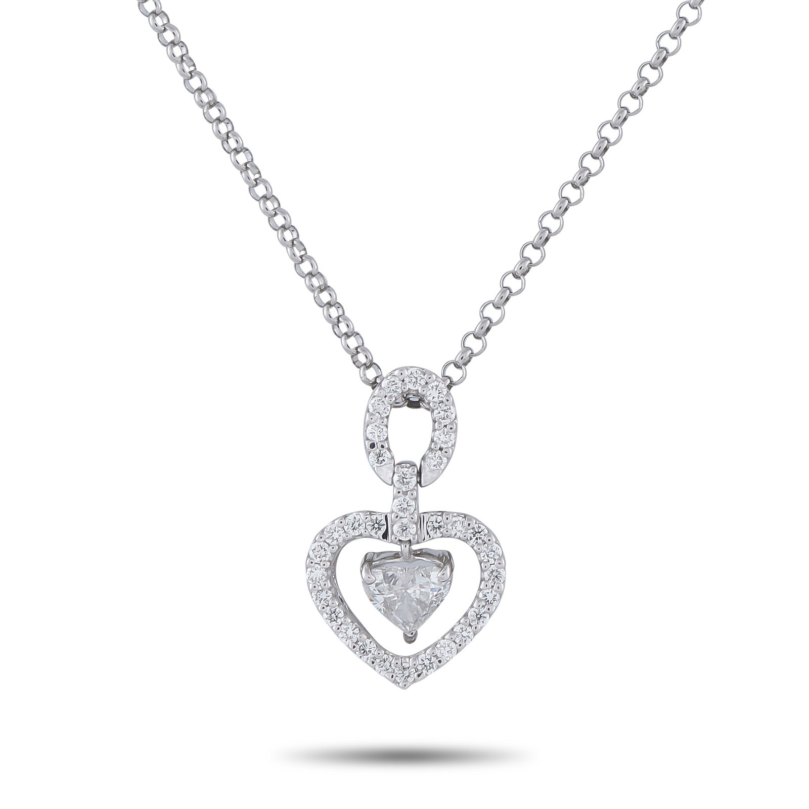 Platinum 0.51ct Diamond Pendant: This luxury necklace is endlessly charming. At the center, an exquisite pendant features a 0.31 carat Diamond suspended at the center and additional Diamonds totaling 0.20 carats. The Platinum