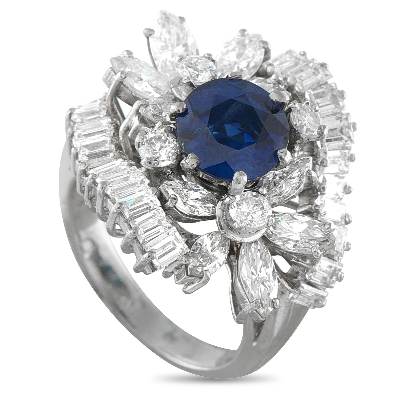 18K White Gold 2.75ct Diamond and Sapphire Ring