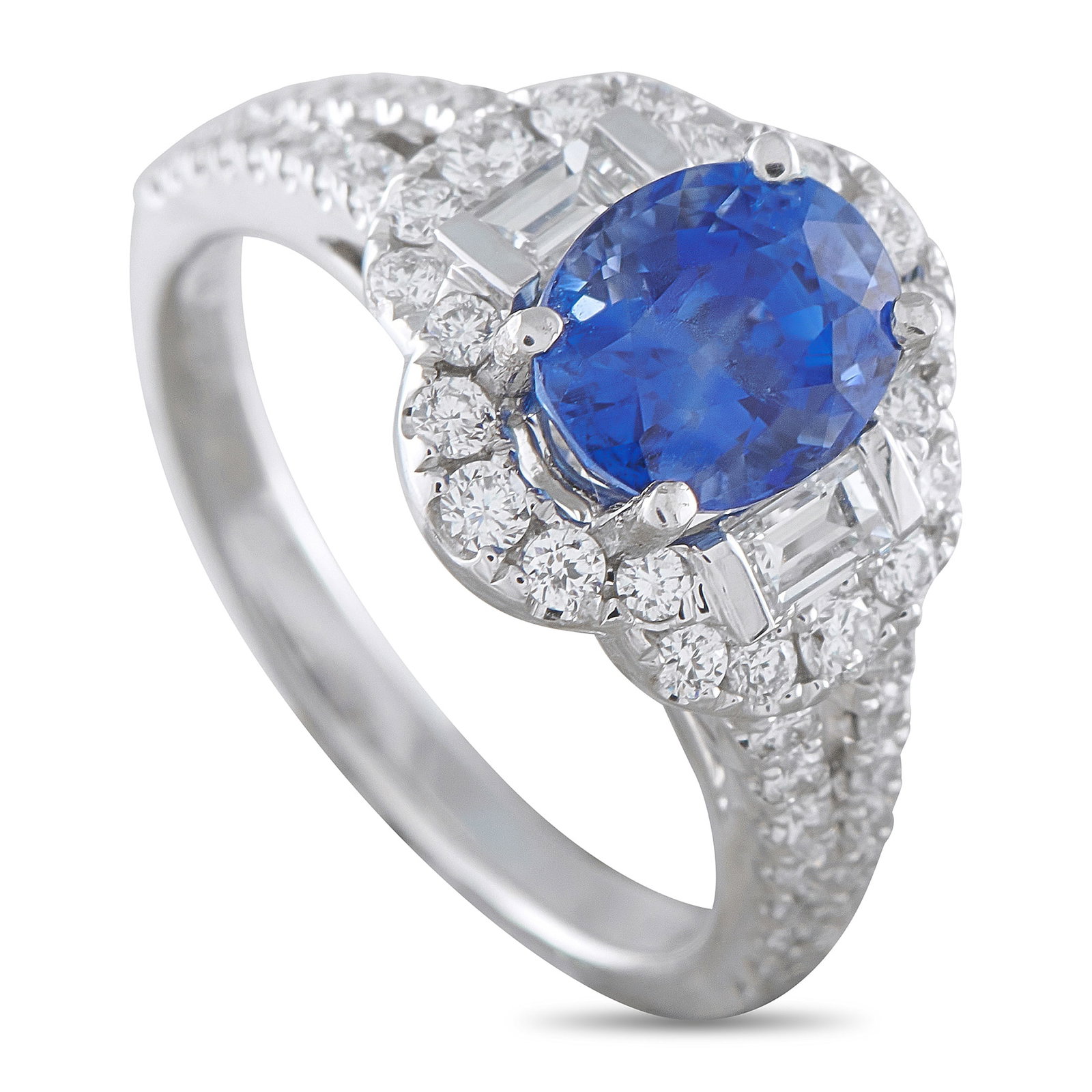 14K White Gold 0.85ct Diamond and Sapphire Ring (1 of 4)