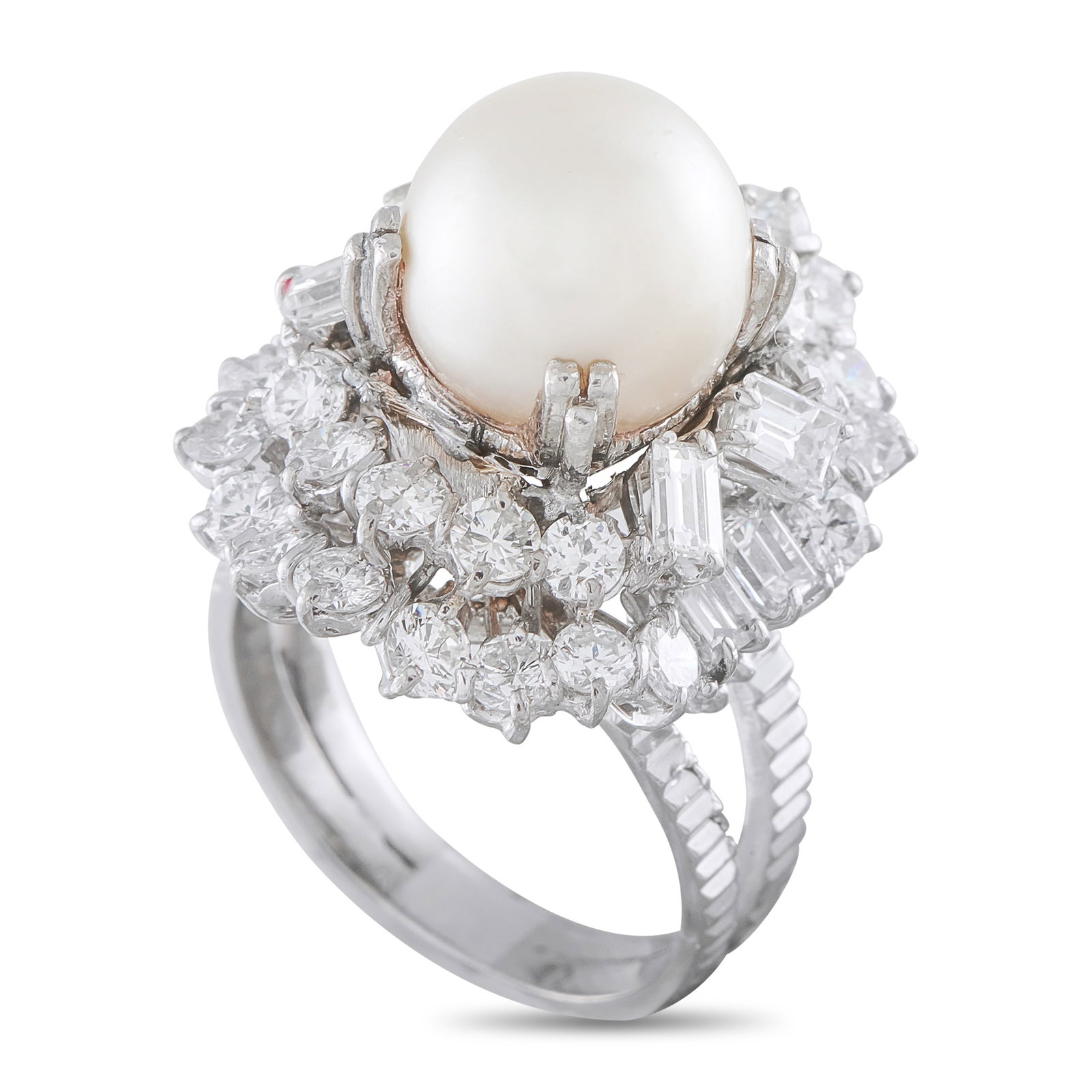 Platinum 2.90ct Diamond and Pearl Ring (1 of 4)