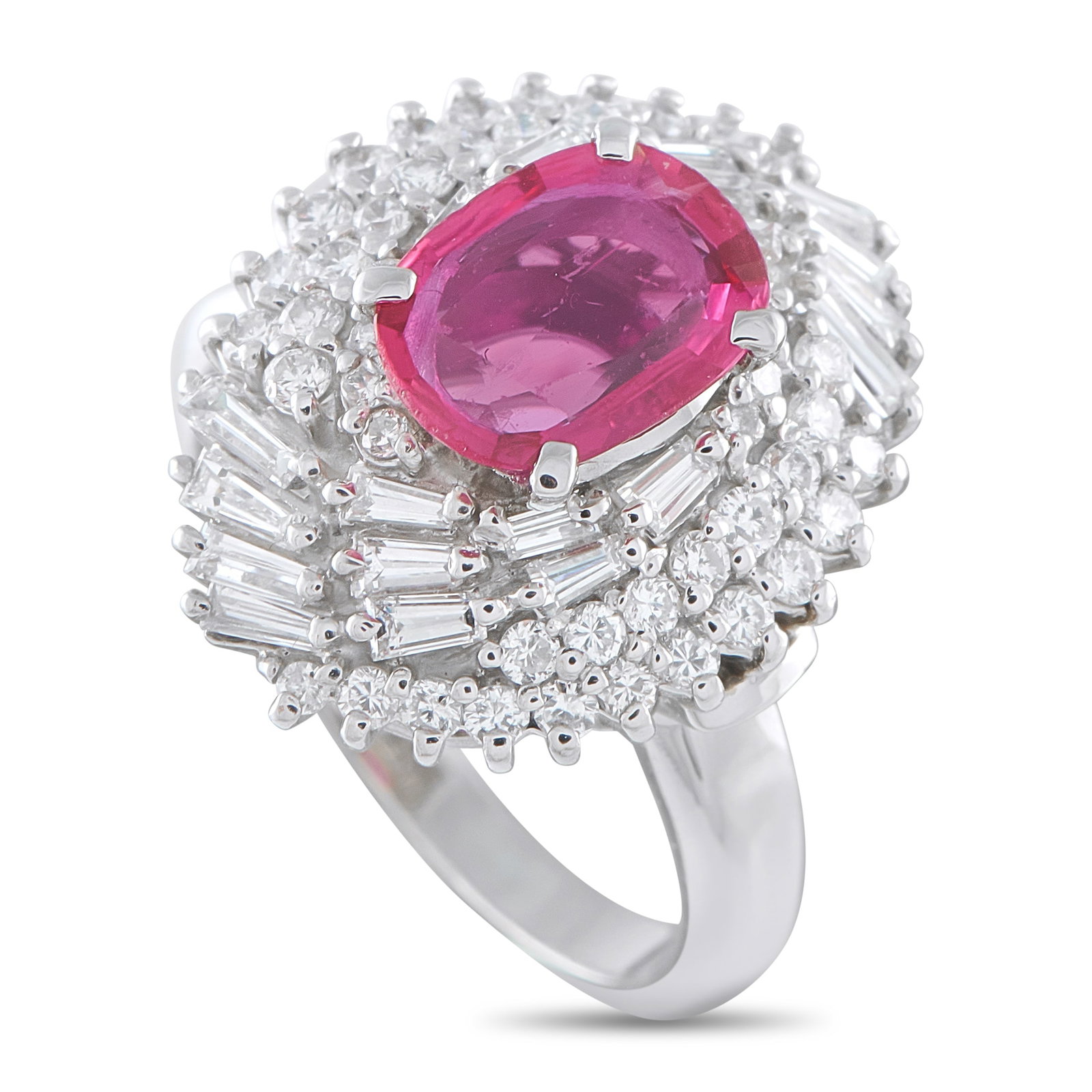 Platinum 1.52ct Diamond and Ruby Ring (1 of 3)