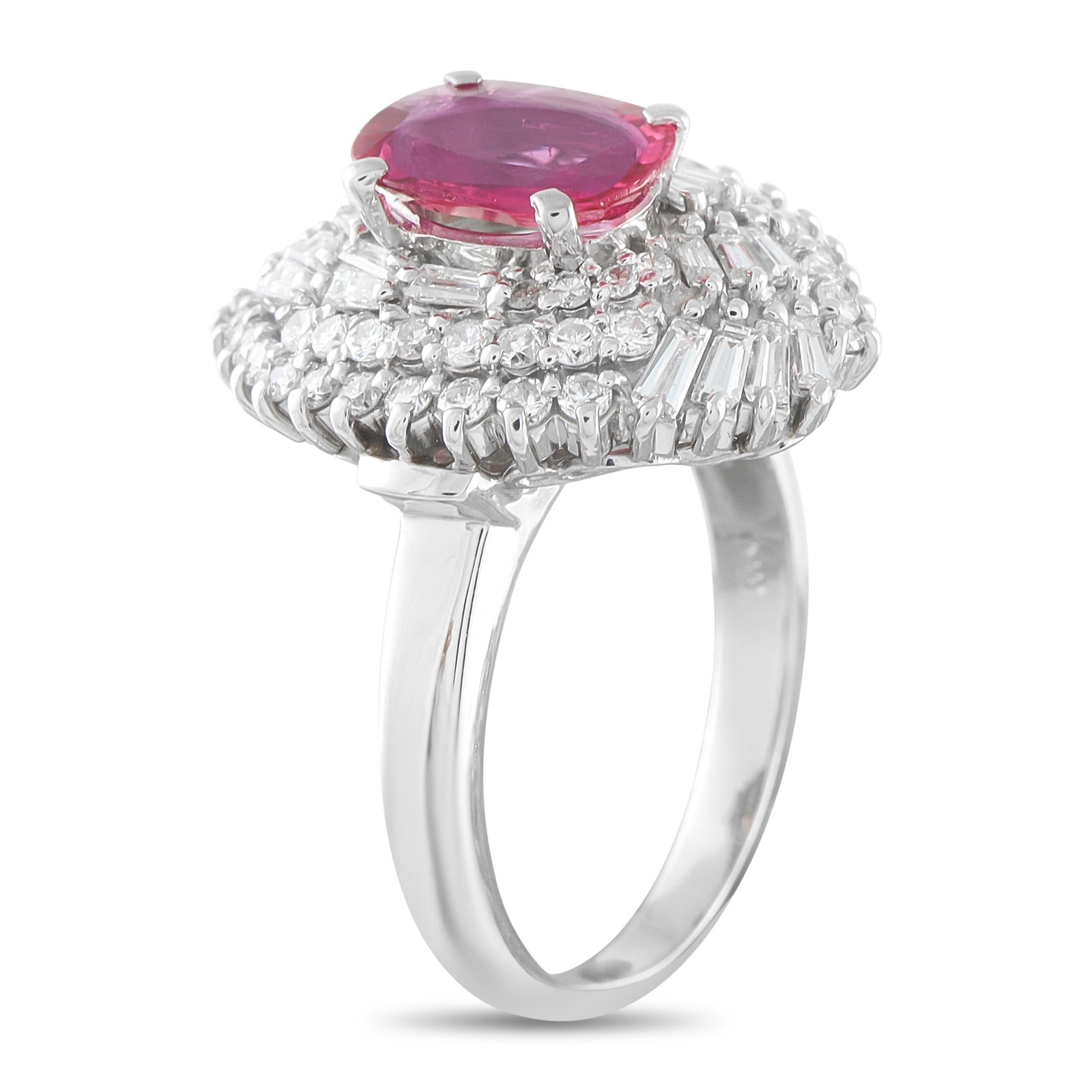 Platinum 1.52ct Diamond and Ruby Ring - 2