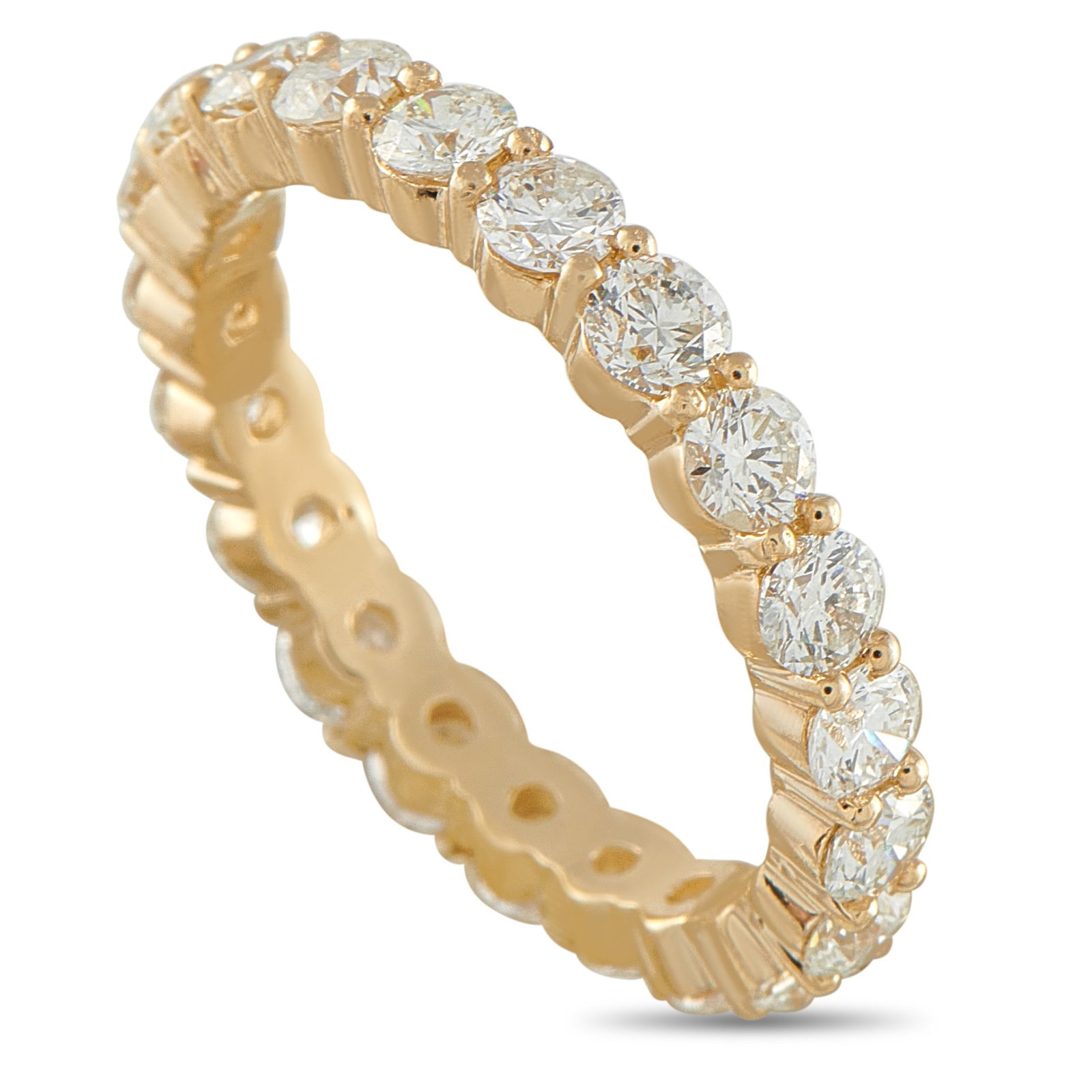 18K Yellow Gold 3.40ct Diamond Eternity Band: This eternity band ring is simple, elegant, and perfectly understated. Ideal for everyday wear, round-cut Diamonds with a total weight of 3.40 carats cover the entirety of the 18K Yellow Gold setting.