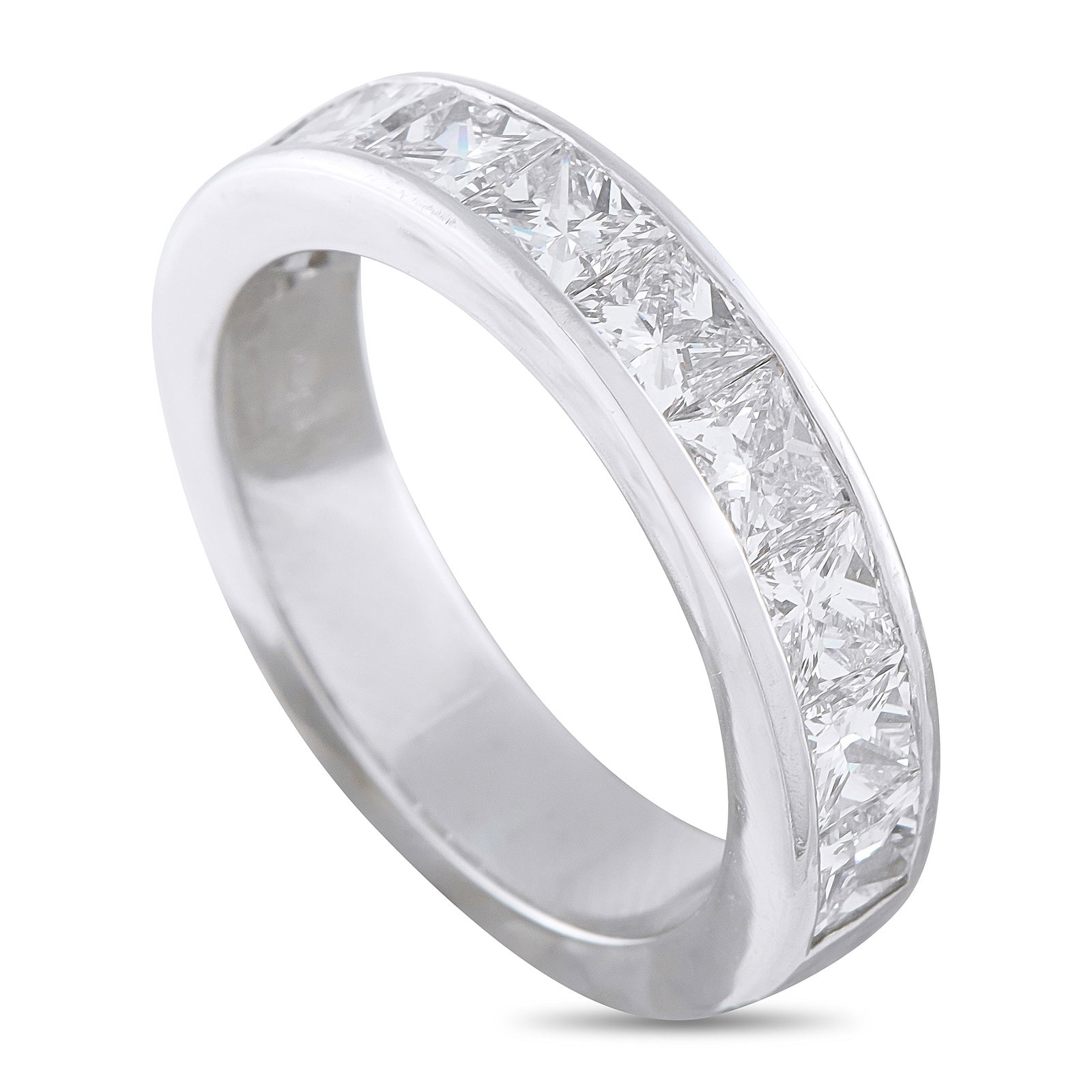Platinum 2.0ct Diamond Band: This band ring will look elegant no matter if it’s worn alone or stacked with other luxury pieces. Set in Platinum, Diamonds with a total weight of 2.0 carats allow it to effortlessly catch the ligh