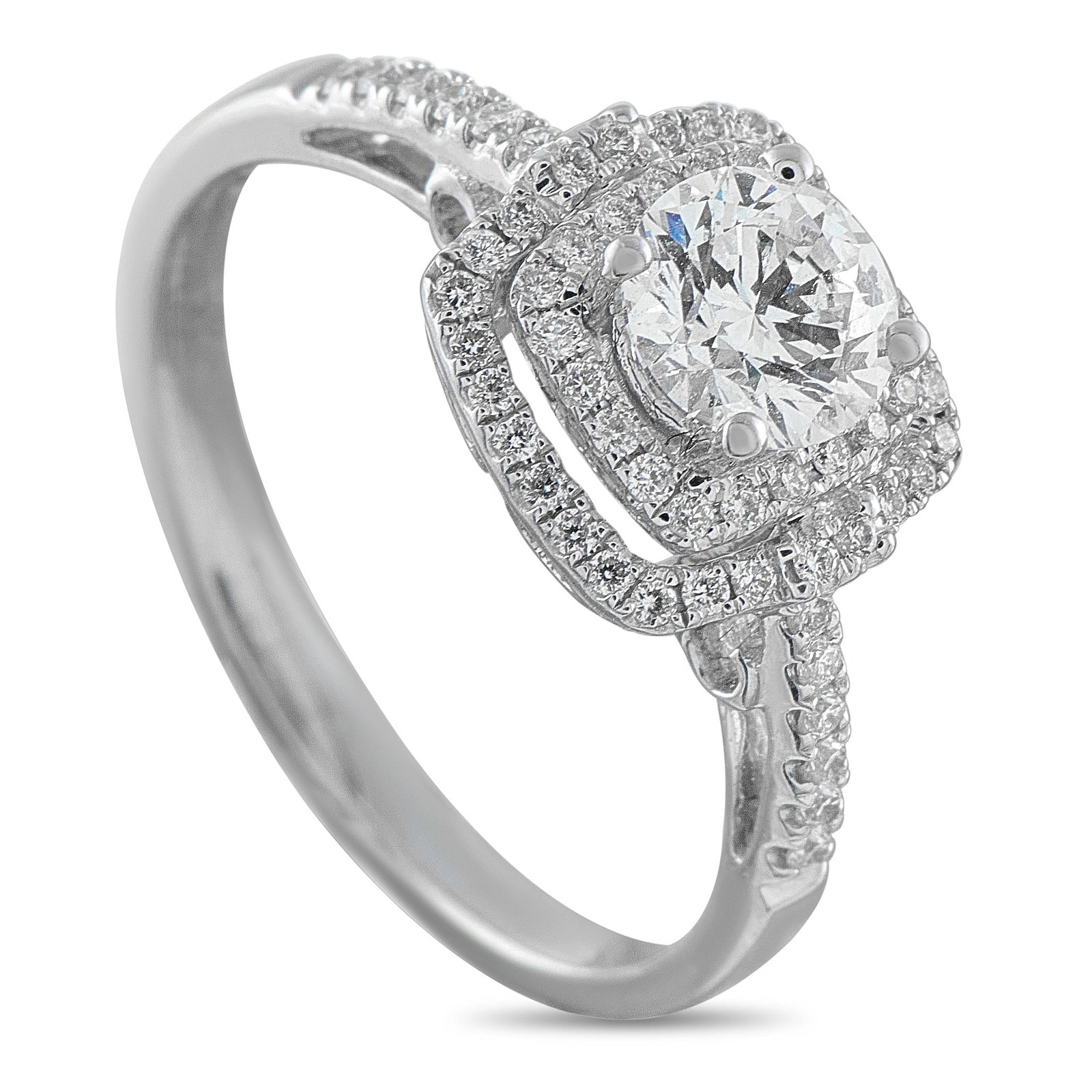 18K White Gold 1.0ct Diamond Double Halo Engagement Ring (1 of 5)