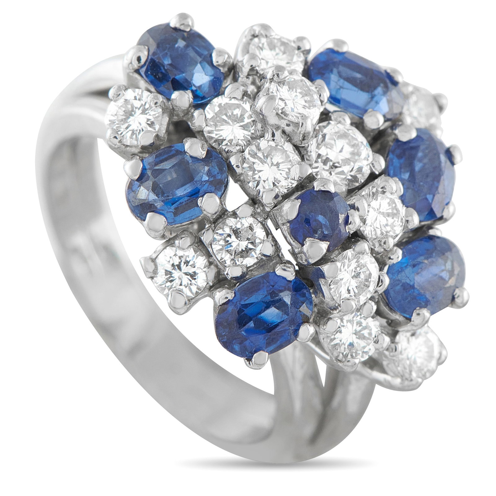 18K White Gold 0.90ct Diamond and Sapphire Ring