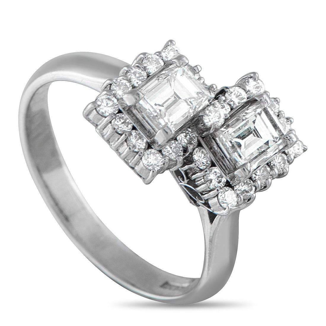 Platinum 1.74ct Diamond Ring: This simple, stylish ring offers a stunning twist on tradition. The “Toi Et Moi” design comes complete with twin Diamond center stones, meant to symbolize an endless connection between two peo