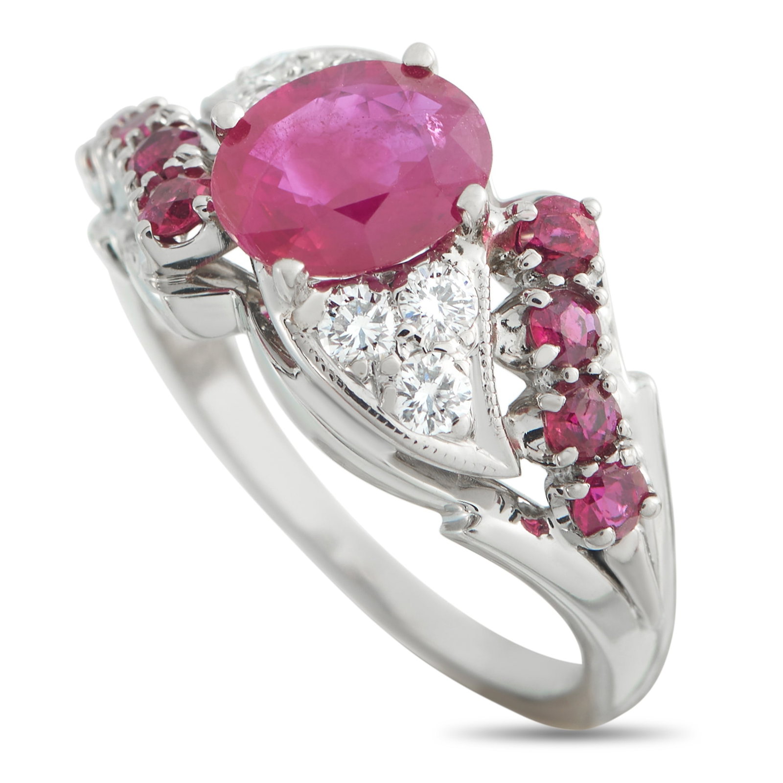 18K White Gold 0.24ct Diamond and Ruby Ring (1 of 4)