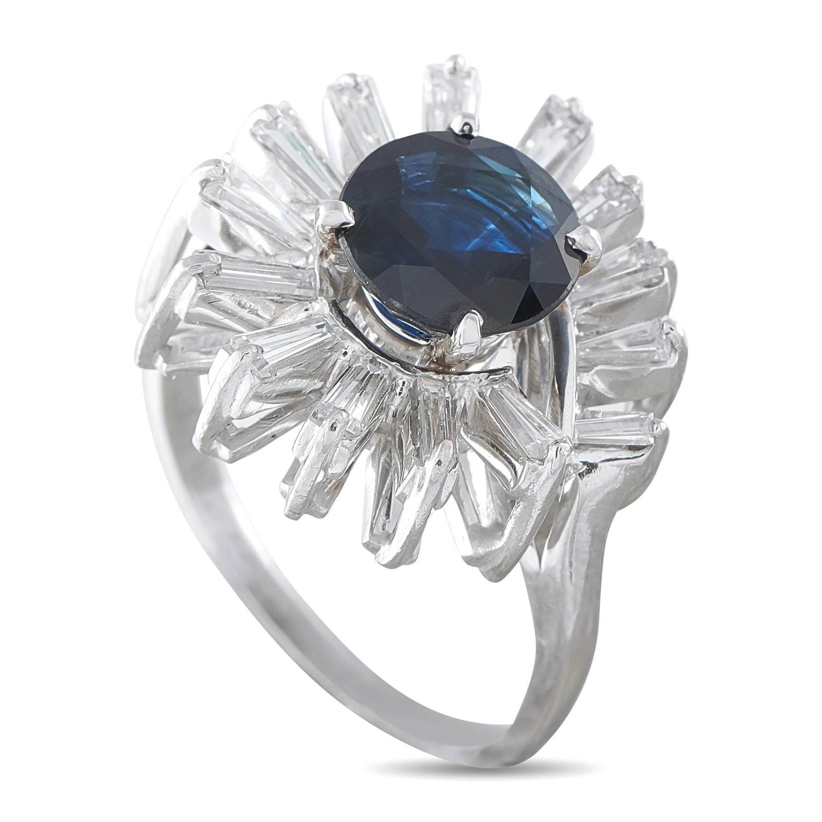 Platinum 1.25ct Diamond and Sapphire Ballerina Ring