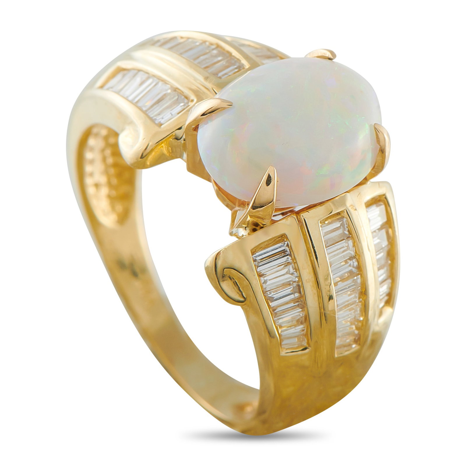 14K Yellow Gold 0.95ct Diamond and Opal Ring (1 of 4)