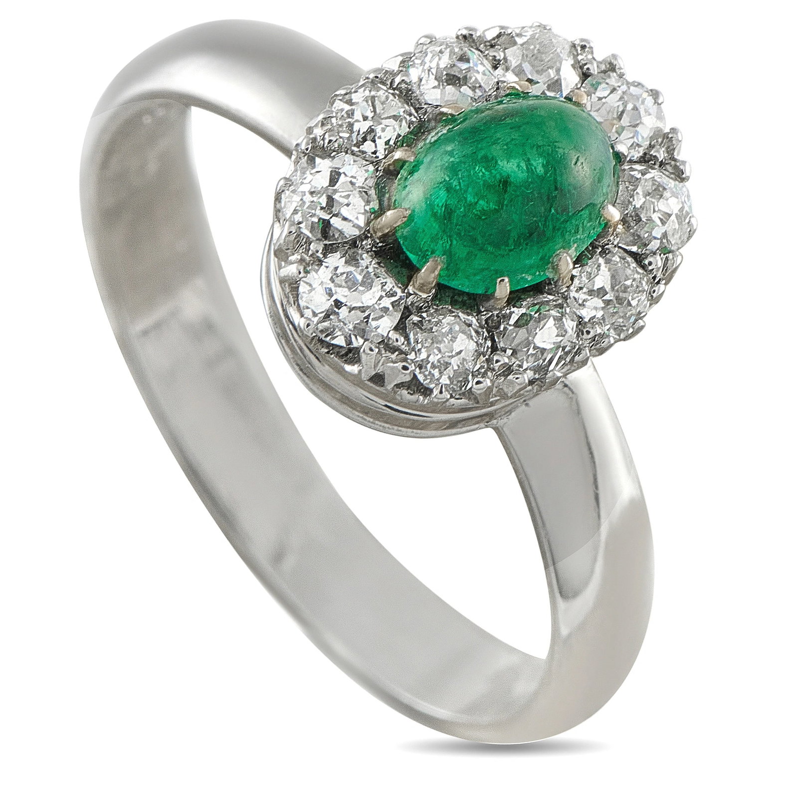 18K White Gold 0.35ct Diamond and Emerald Ring (1 of 4)