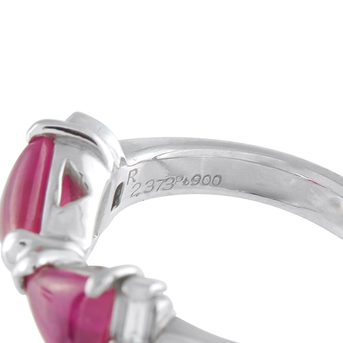 Platinum 0.33ct Diamond and Ruby Ring - 4