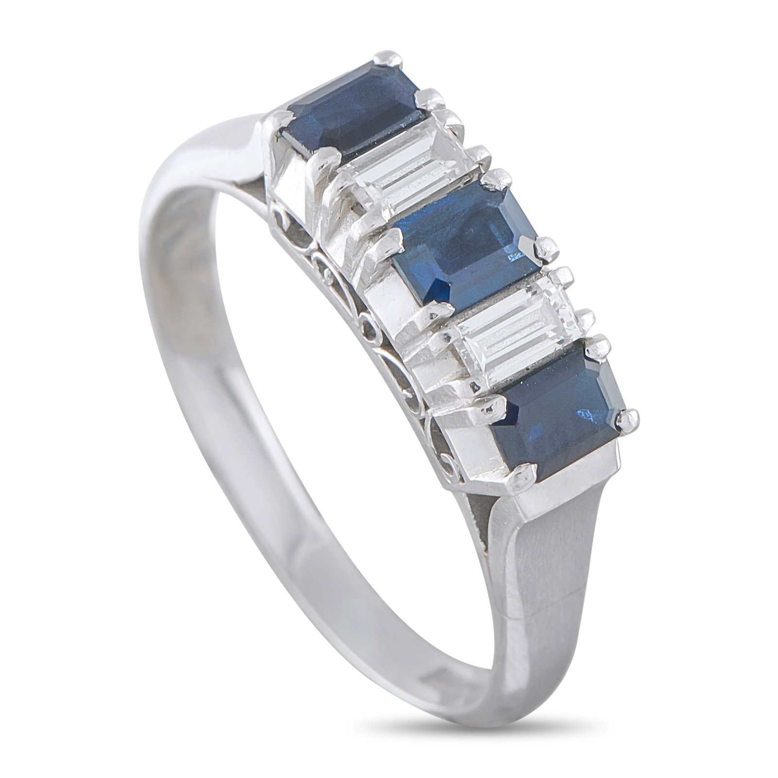 Platinum 0.29ct Diamond and Sapphire Ring