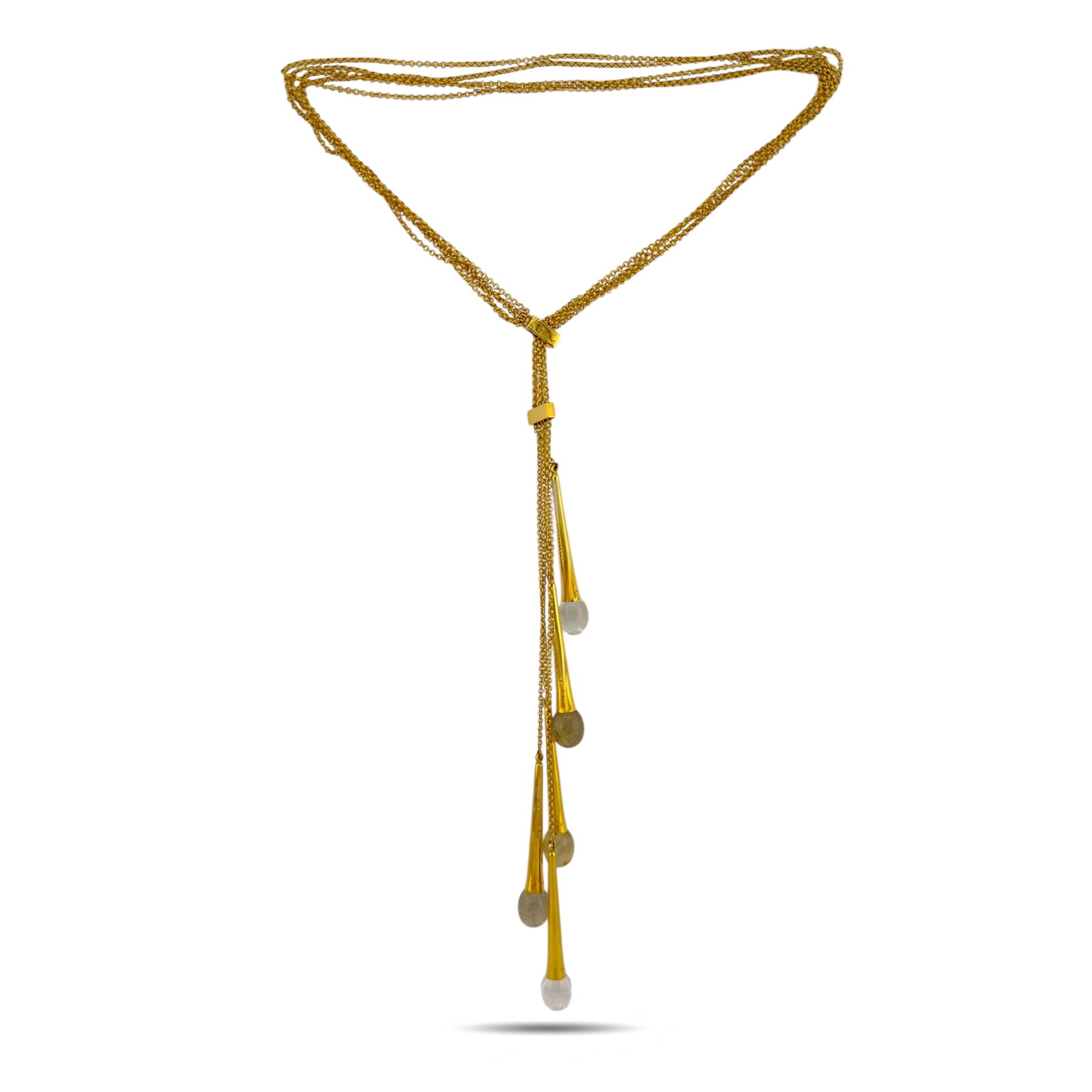 Bacharach 18K Yellow Gold Smoky and Rutilated Quartz Necklace: Bacharach 18K Yellow Gold Smoky and Rutilated Quartz Necklace and Ring Set A bold and sculptural set by Bacharach, crafted in rich 18K yellow gold and defined by striking smoky and rutilated quartz