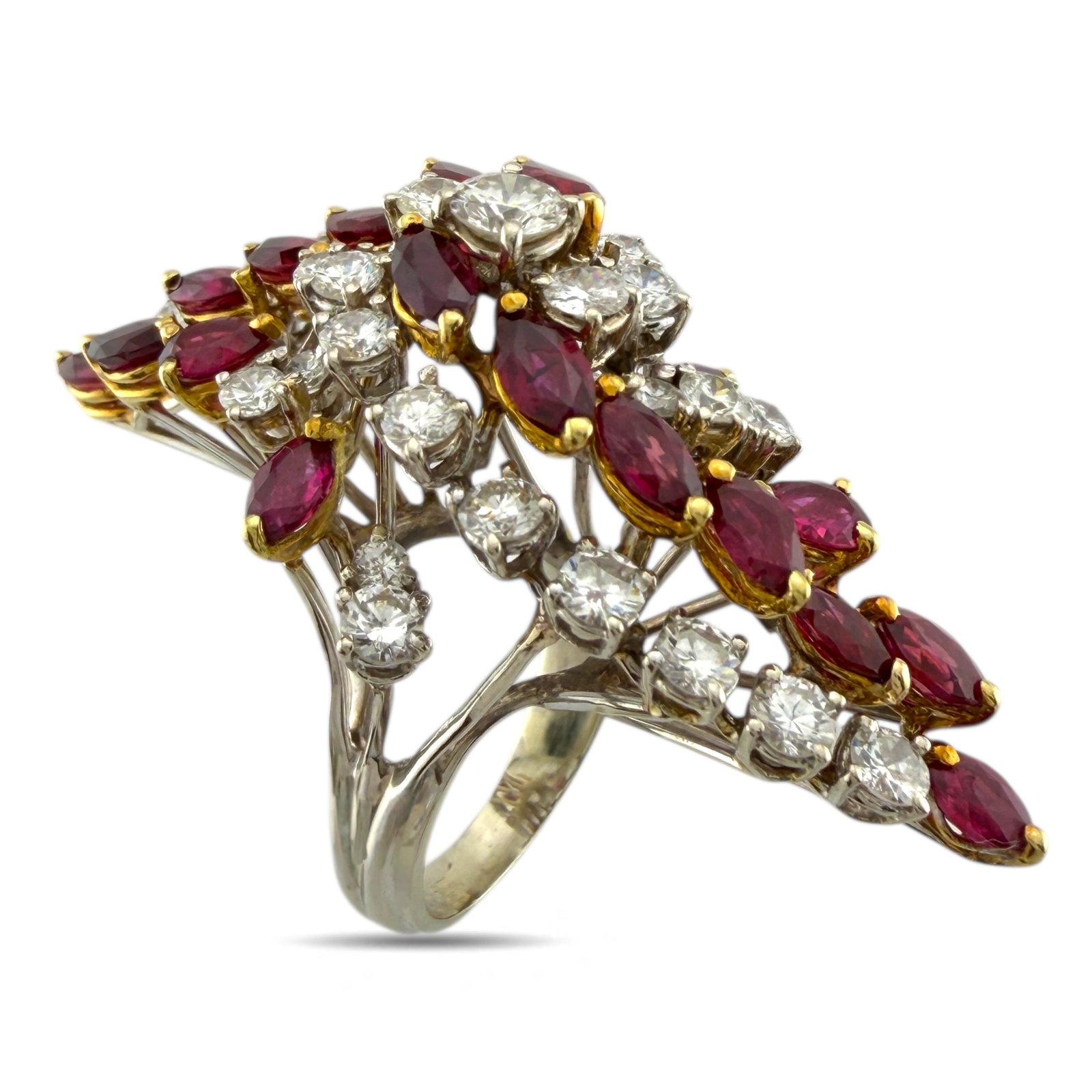 18K White Gold 2.86ct Diamond and Ruby Statement Ring - 2