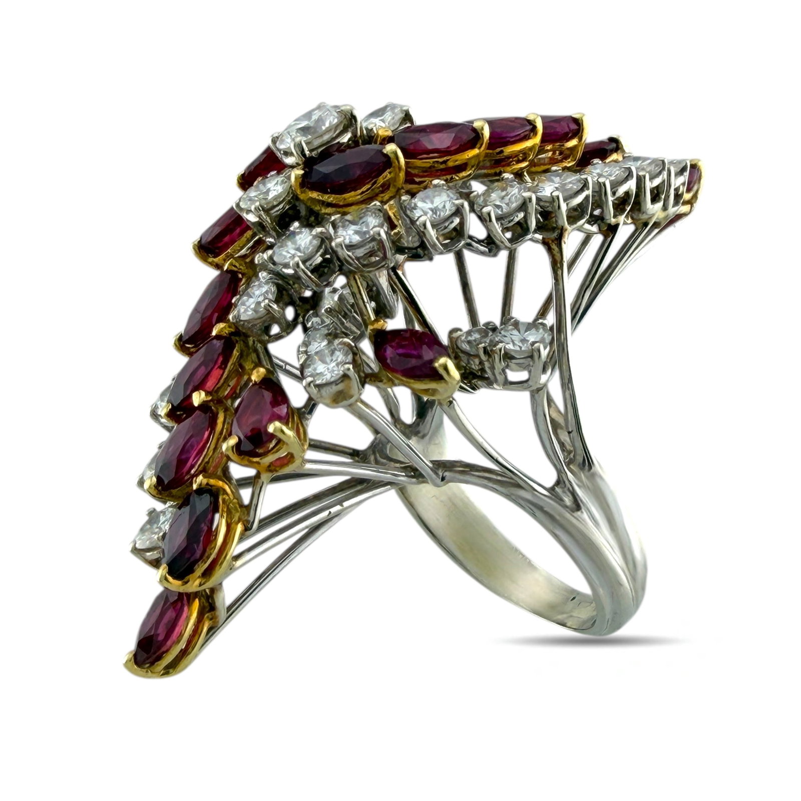 18K White Gold 2.86ct Diamond and Ruby Statement Ring - 3